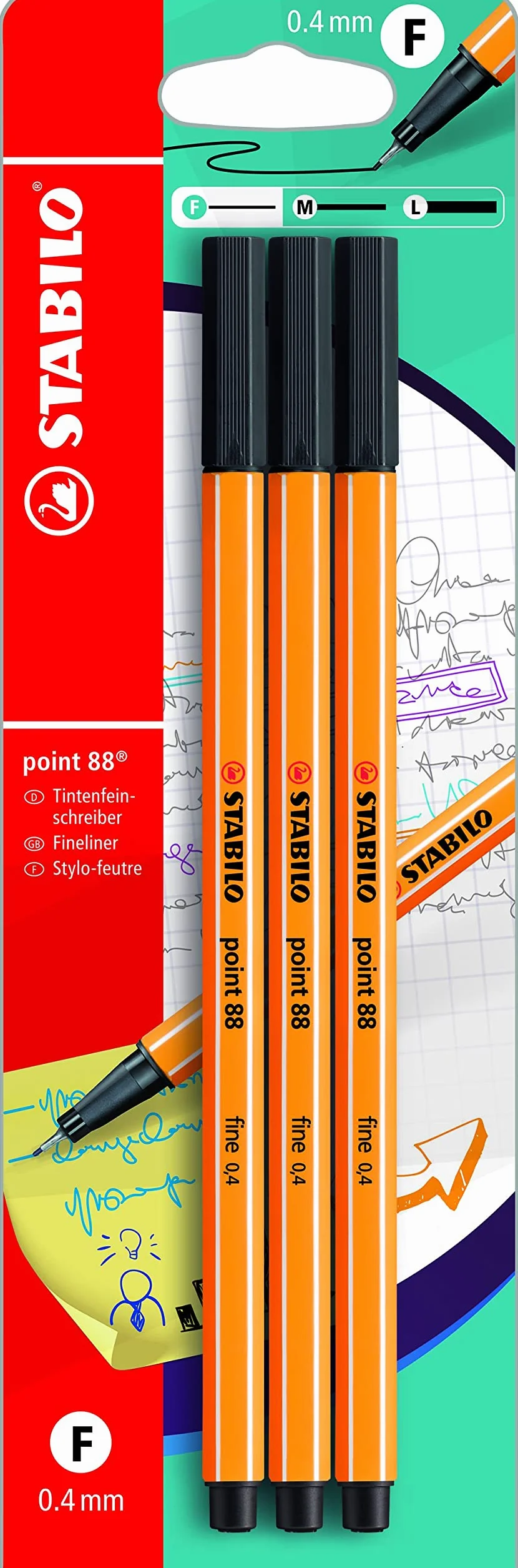 Cienkopis - STABILO point 88 3 szt. czarny