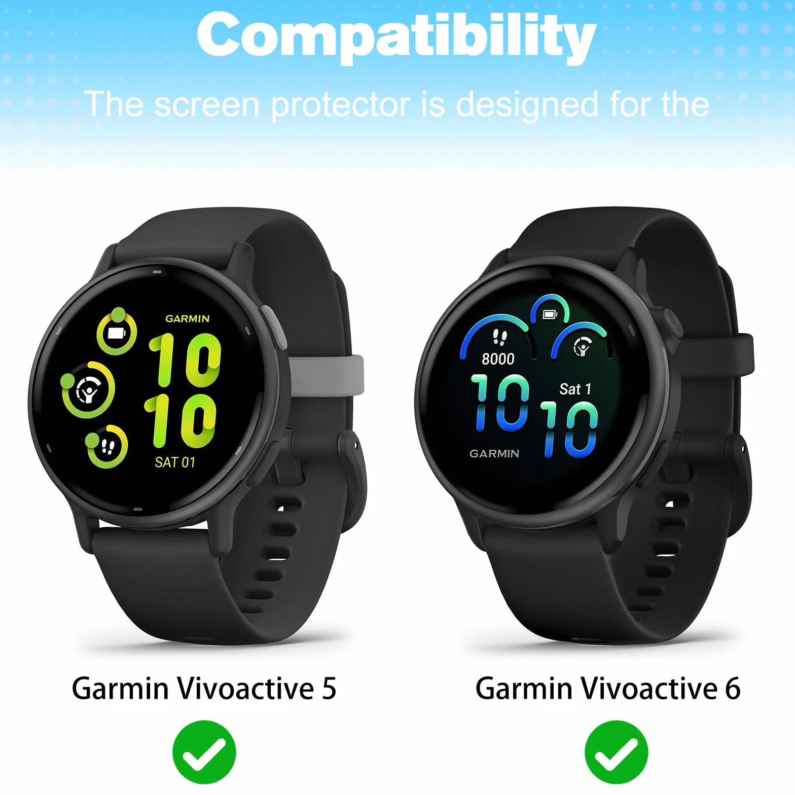 FINTIE 6 sztuk folii ochronnej do Garmin Vivoactive 6/5, ochrona wyświetlacza przed kurzem, miękka folia ochronna na wyświetlacz TPU, HD przezroczysta, odporna na zarysowania folia ochronna na