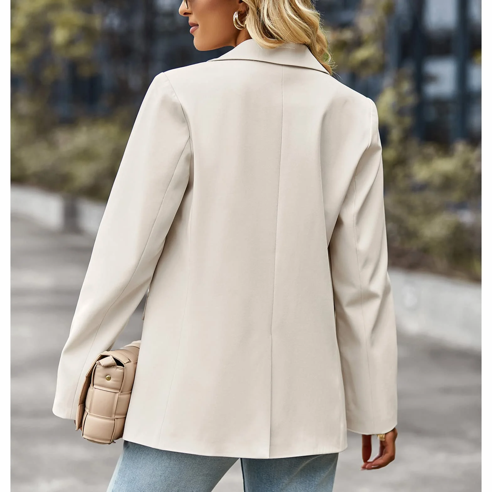 Damska Marynarka, Nadająca się do Prania w Pralce Damska żakiet z Dzianiny Dresowej Exquisite Lustre Leisure Style Pure Color Loose do Pracy (XL)