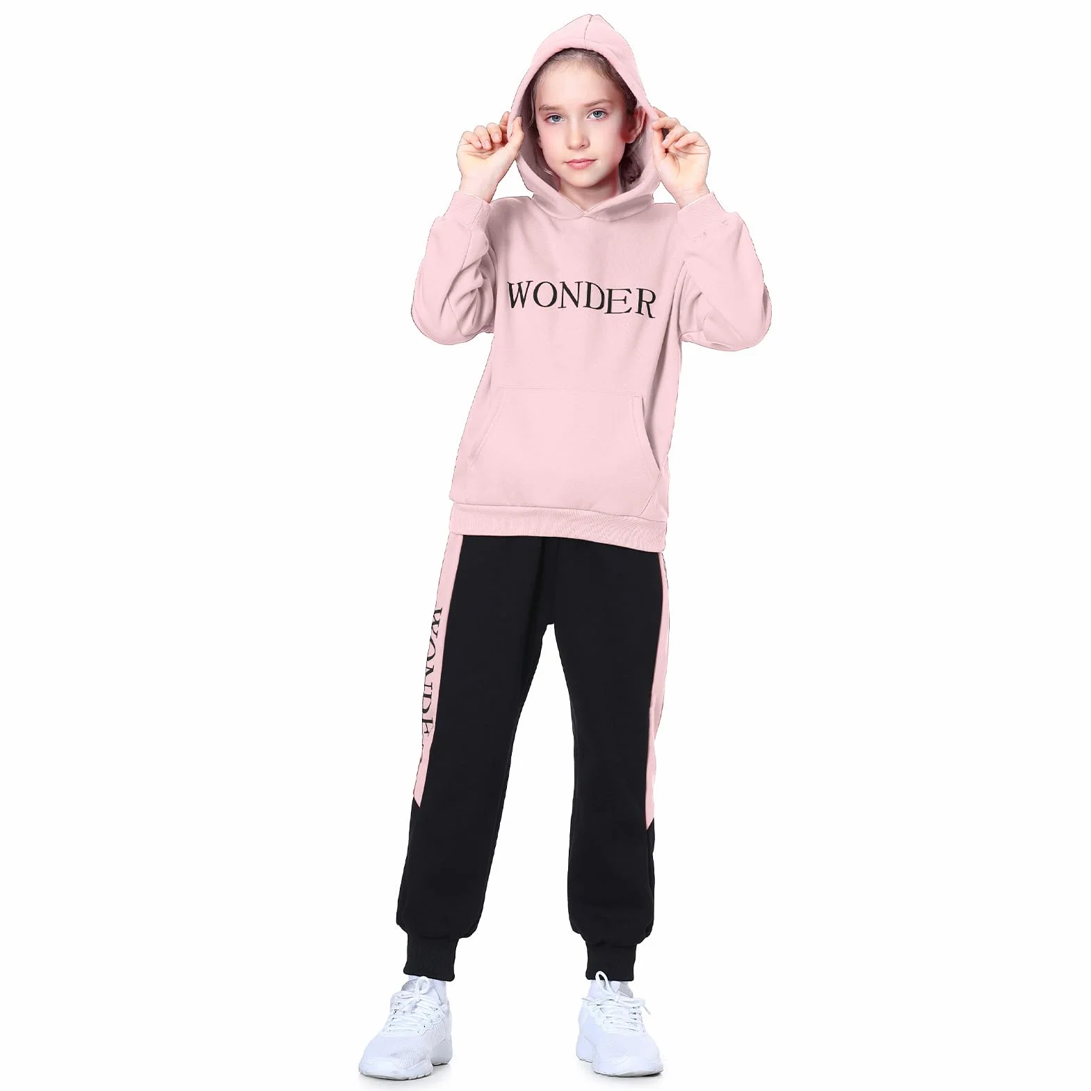 Dres treningowy dla dziewczynek, dres do joggingu, strój sportowy, 2-częściowy zestaw odzieży do joggingu, strój rekreacyjny (bluza + spodnie dresowe), wzór w paski