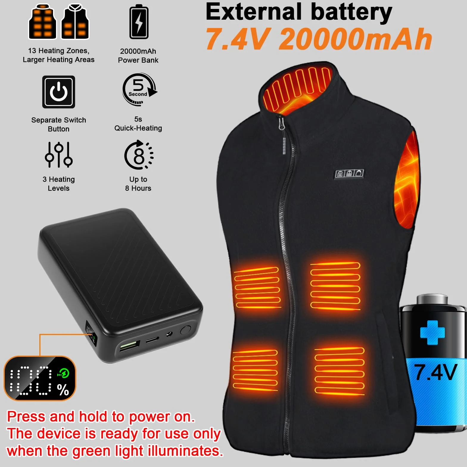 Kamizelka Ogrzewana, GuKKK 2000MAH Podgrzewana Kamizelka Termiczna Kobieta, Ogrzewana Kurtka Usb, 13 Obszary Podgrzewana Elektryczna Kamizelka Wędkarska Motocykl Praca Zima (S)