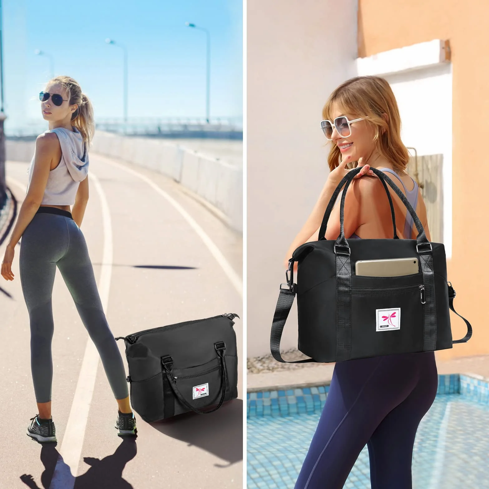 Flintronic Składana torba podróżna o dużej pojemności, lekka wodoodporna torba podróżna na weekend, torba sportowa z komorą na suche i mokre rzeczy 25 l / 36 l, regulowana (z 1 metką bagażową)