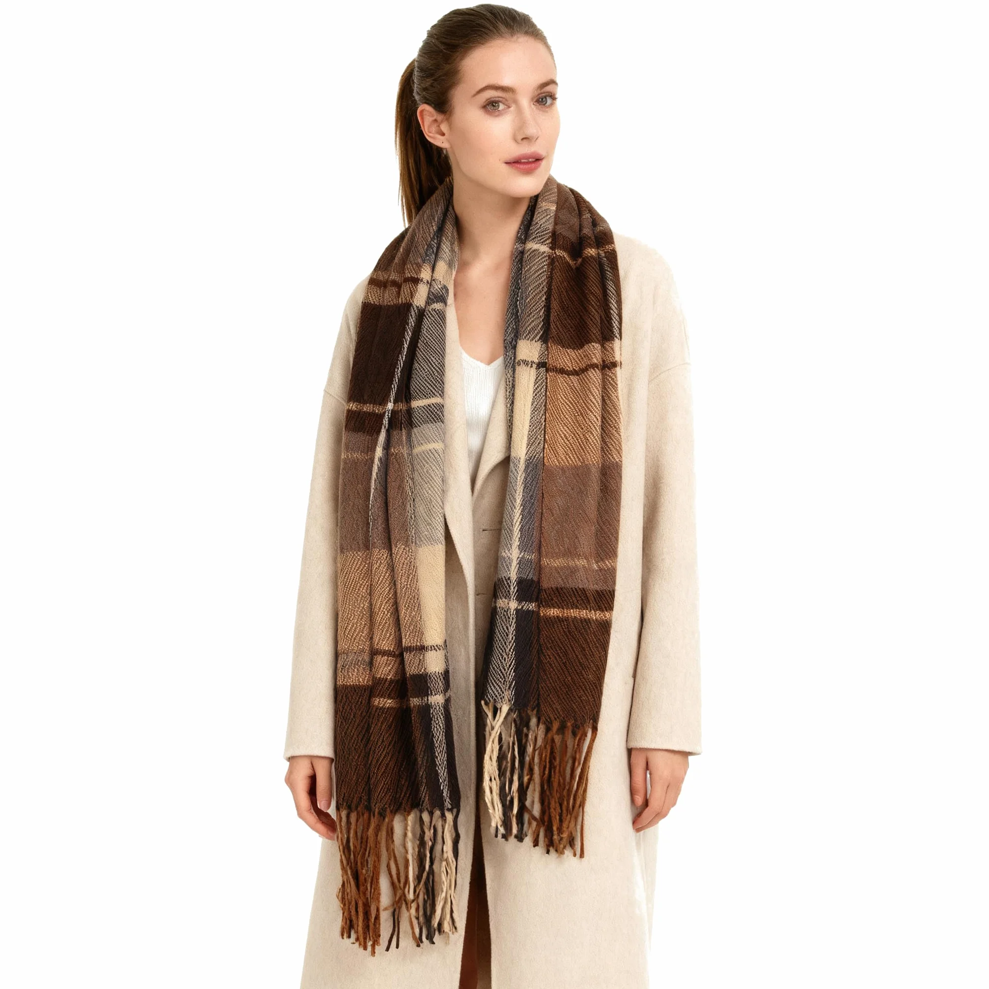 Oak & Tea Szalik Kobiety Women Winter Warm Tartan Scarf