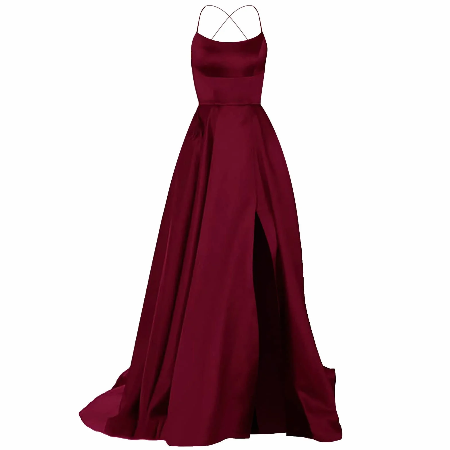 Elegancka sukienka na bal dla kobiet, satynowa, w kształcie litery A, bez pleców, sukienka weselna, wieczorowa, z odkrytymi ramionami, na imprezę, z koronkowym dekoltem, z rozcięciem, dla druhny