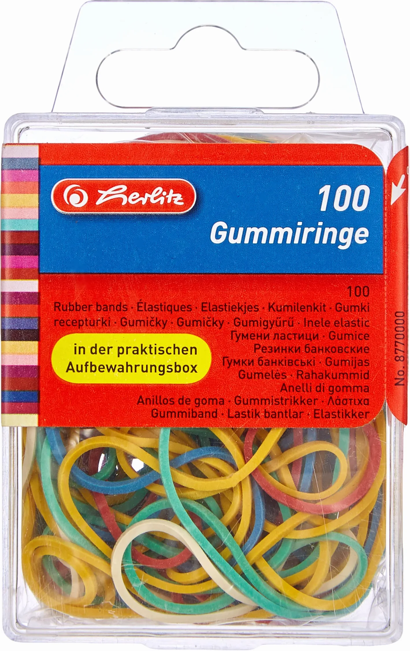 Herlitz 506093 Gumki Recepturki, Wielokolorowy, 100 sztuk