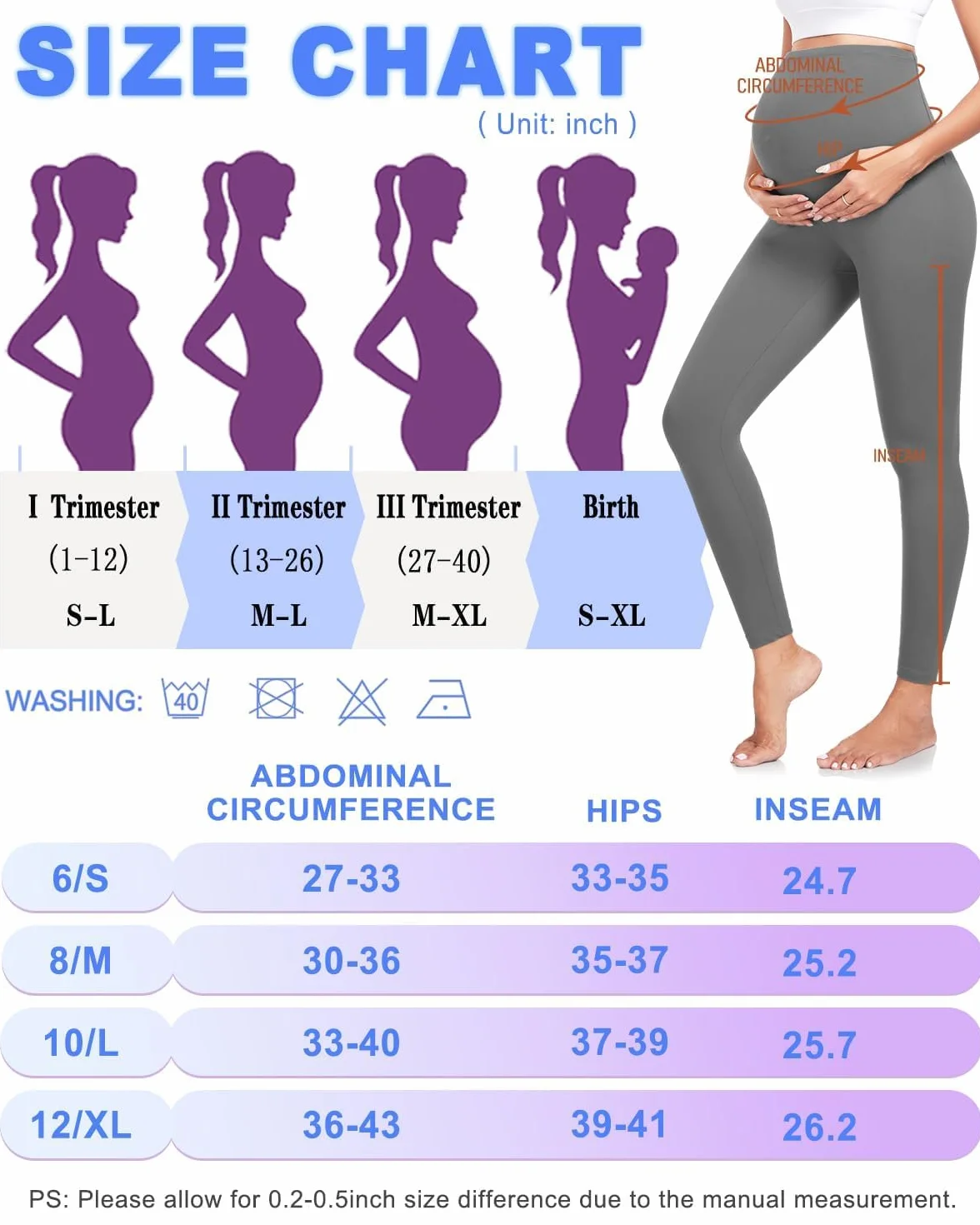ACTINPUT Legginsy ciążowe damskie, nieprzezroczyste, z wysokim stanem, elastyczne, dla kobiet w ciąży