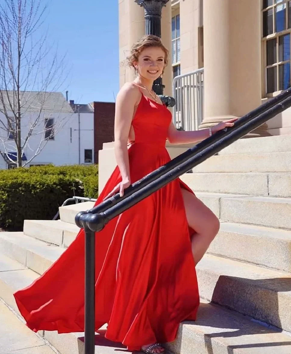 Damska sukienka balowa, elegancka, wiązana na szyi, bez pleców, długa sukienka trapezowa, satyna, spaghetti, na imprezę, na wesele, wieczorowa sukienka z kieszeniami