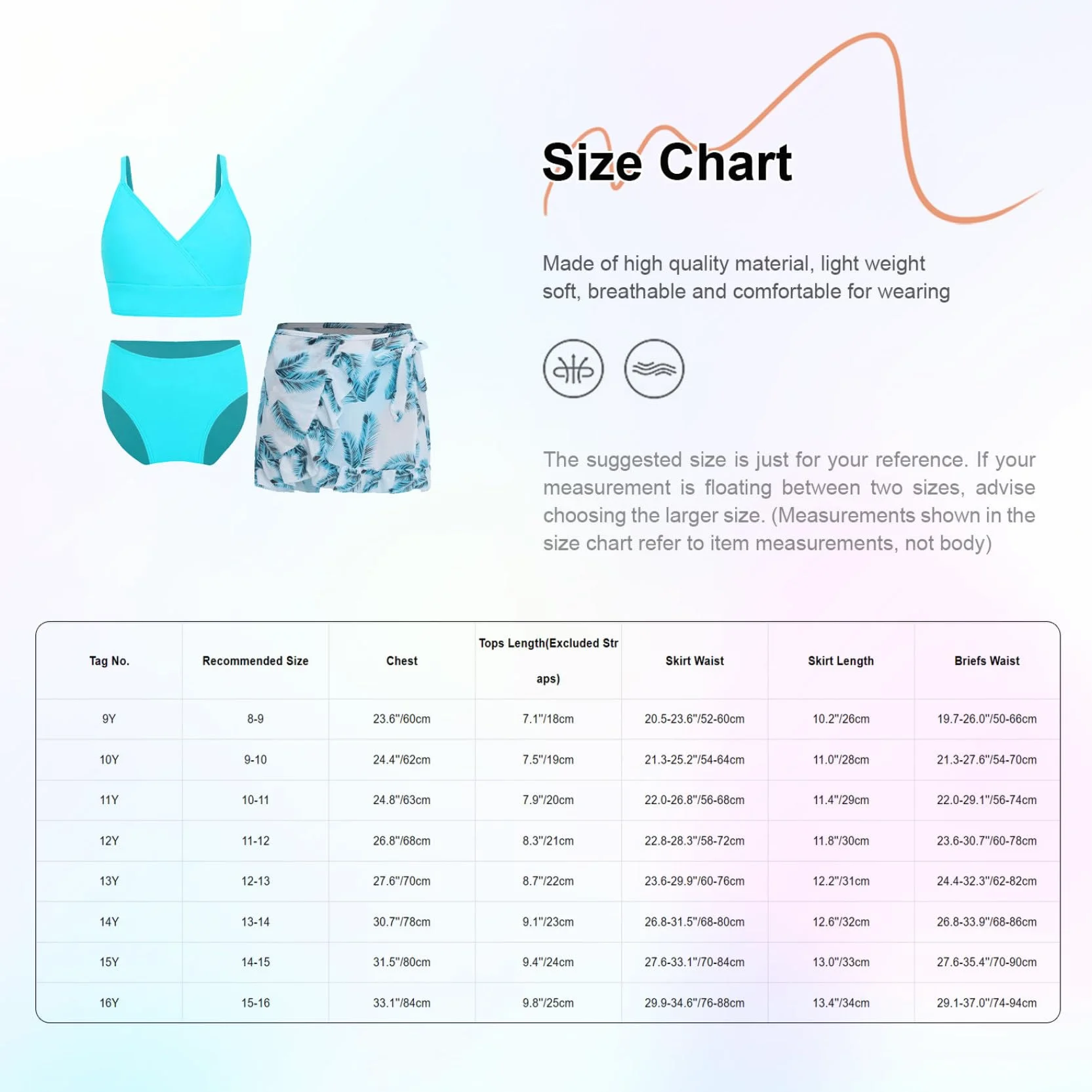 Dziewczęce bikini zestaw 3-częściowy kostium kąpielowy ze spódnicą, bikini, topy, nadruk kwiatowy, bikini, moda kąpielowa, na lato, strój kąpielowy