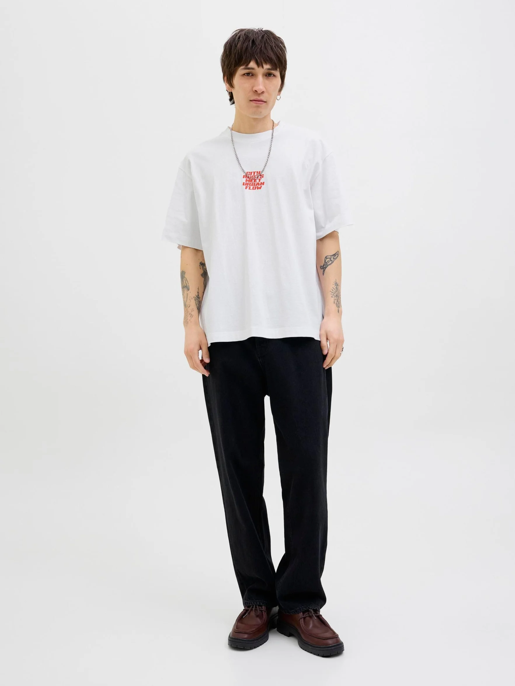 Jack & Jones Jcointerlude Floral Back Tee SS Crew, Bright White, L