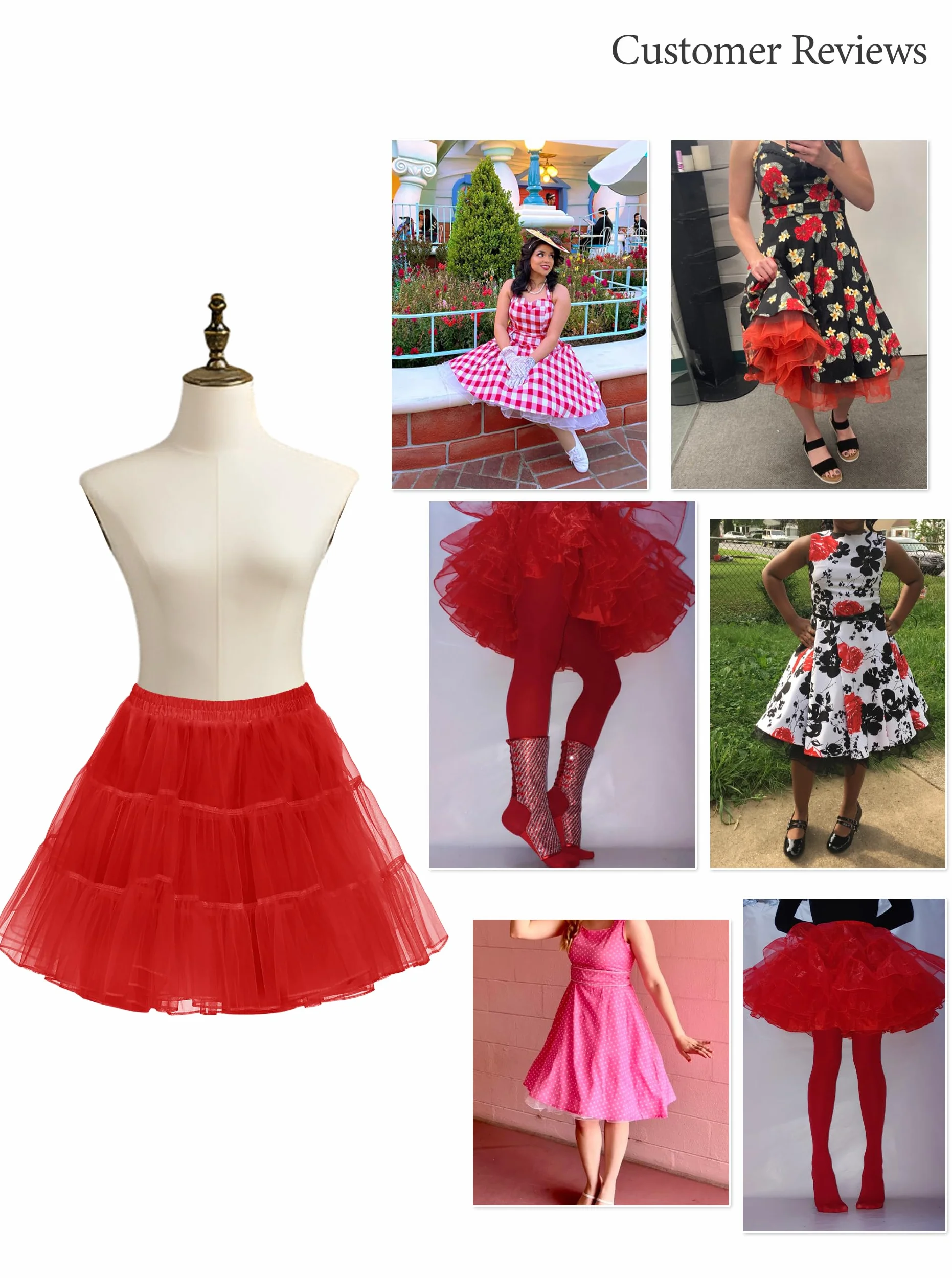 Wikoan Damska spódnica tiulowa, krótka halka, halka, spódnica, krynolina, na lata 50., rockabilly, halka, sukienka wieczorowa, sukienka dla panny młodej, S-XXL