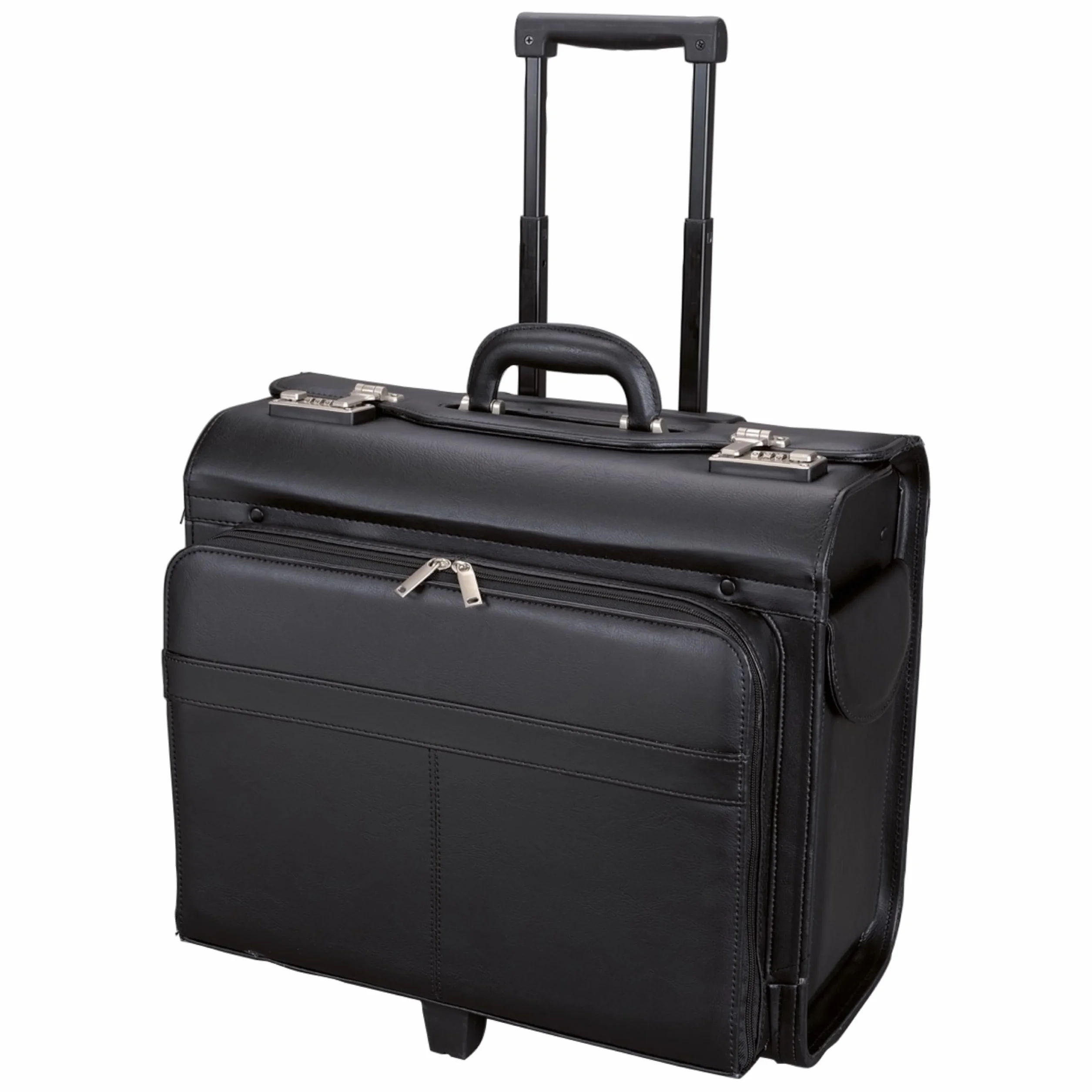 Alassio - 45030 SAN REMO - walizka na kółkach, sztuczna skóra, czarna, Czarny, 45 cm (L) x 25.99 cm (W) x 40 cm (H), Etui pilota