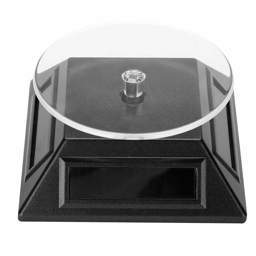 Solar Gramofon Obrotowy Stojak 360 °, Stojak Solarny Gramofon Obrotowy Zegarek Telefon Stojak na Biżuterię, Biżuterię Spinner Watch Hobby Collection Półka(czarny)