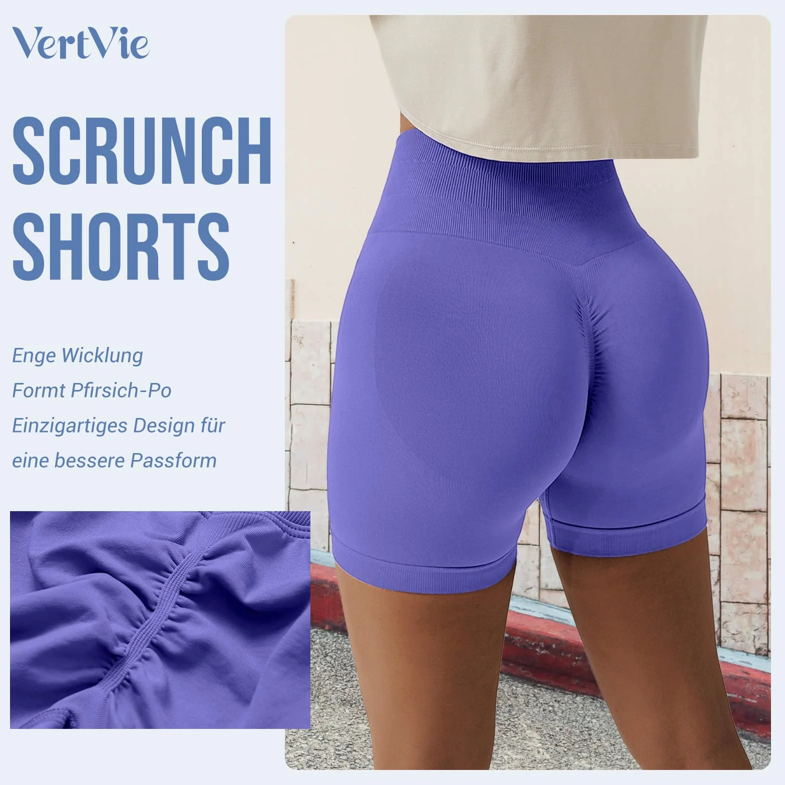 Vertvie Damskie spodenki gimnastyczne Booty Scrunch High Wasit Sport Shorts bezszwowe spodnie sportowe krótkie legginsy treningowe szorty push up spodenki rowerowe fitness bieganie