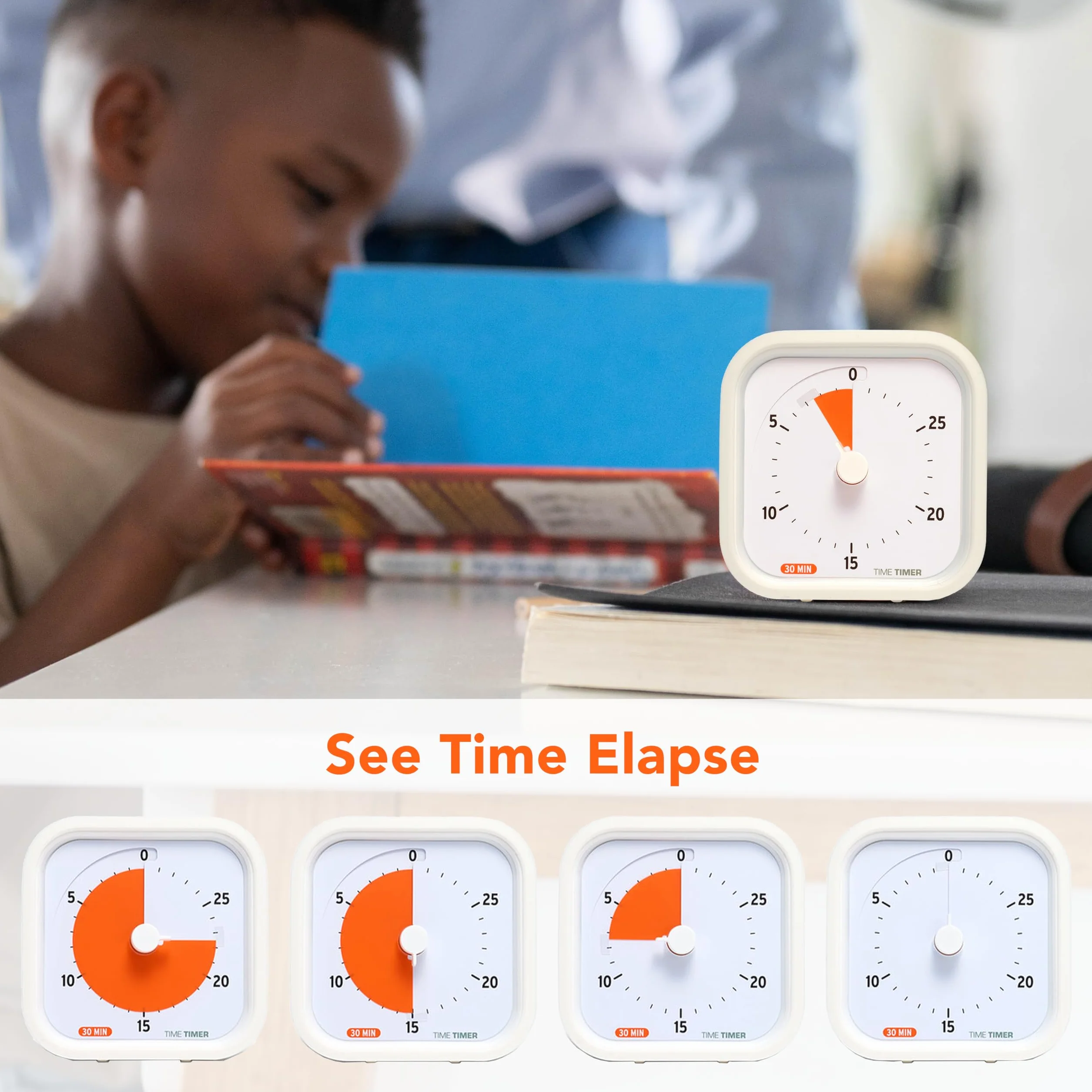 TIME TIMER 30-minutowa edycja edukacyjna MOD — wizualny timer z oprogramowaniem biurkowym do nauki w klasie dla dzieci, timer sesji, narzędzie do nauki i spotkania biurowe z cichą pracą (30 min)