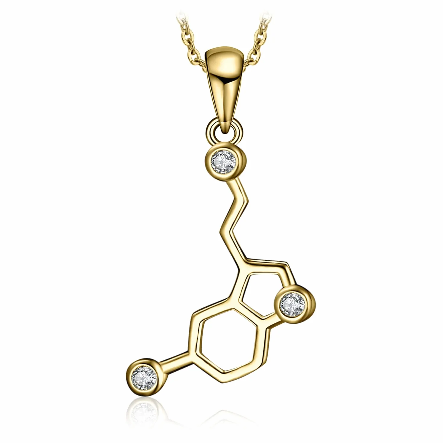 JewelryPalace Naszyjnik Miłość Cząsteczka Serotoniny, Naszyjnik damski ze srebra próby 925 Naszyjnik, Zestaw biżuterii dla kobiet, Biżuteria dla dziewczynek Różowe złoto Złoto 45CM