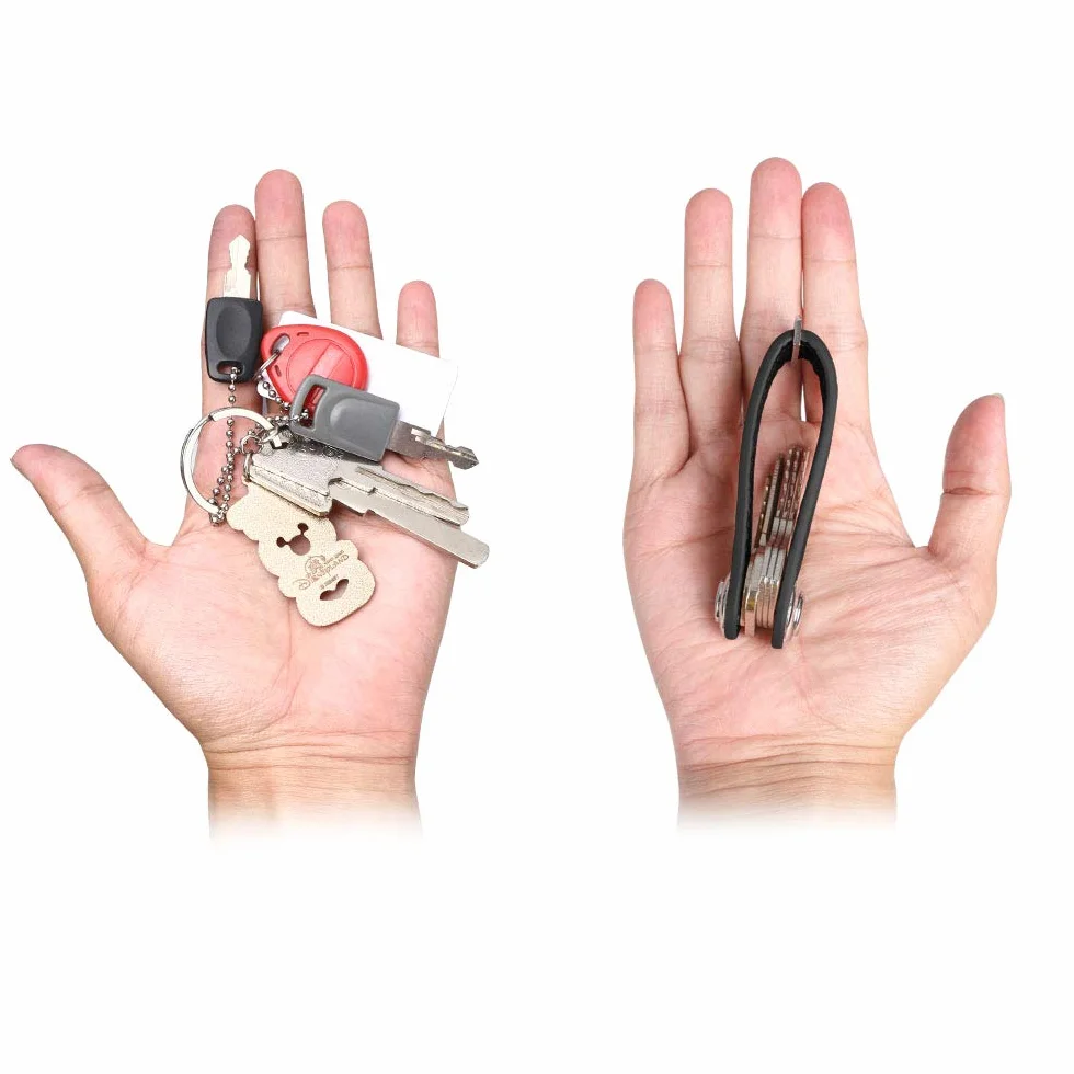 flintronic® organizer na klucze, przenośny brelok, kieszonkowy inteligentny uchwyt na klucze z opakowaniem upominkowym, stylowy, funkcjonalny i praktyczny, dla 10-12 różnych kluczy, #8 czarny ziarno, Jeden rozmiar