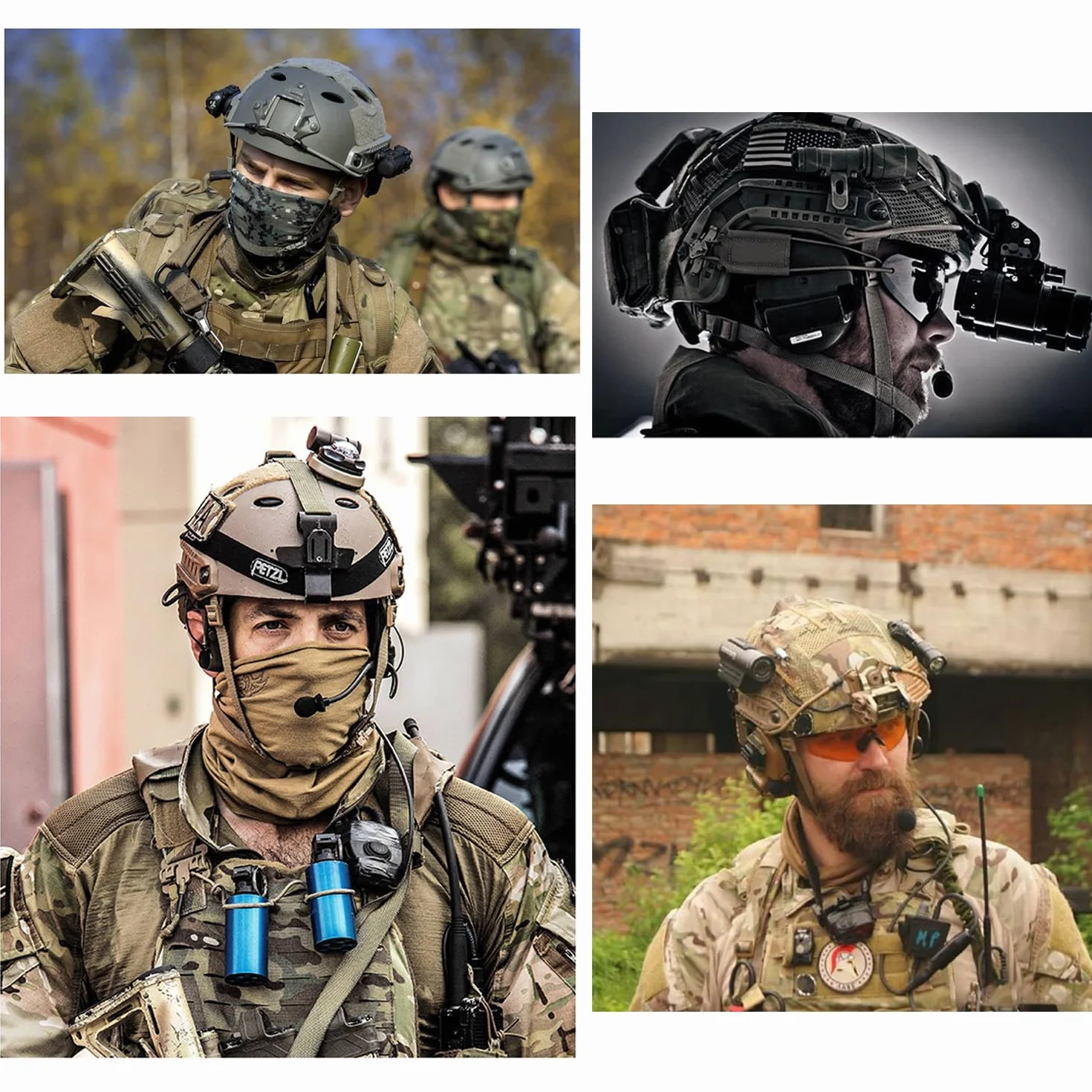 Kask taktyczny, airsoft wojskowy styl PJ szybki kask z goglem NVG do paintballu CQB (zielony + światło)