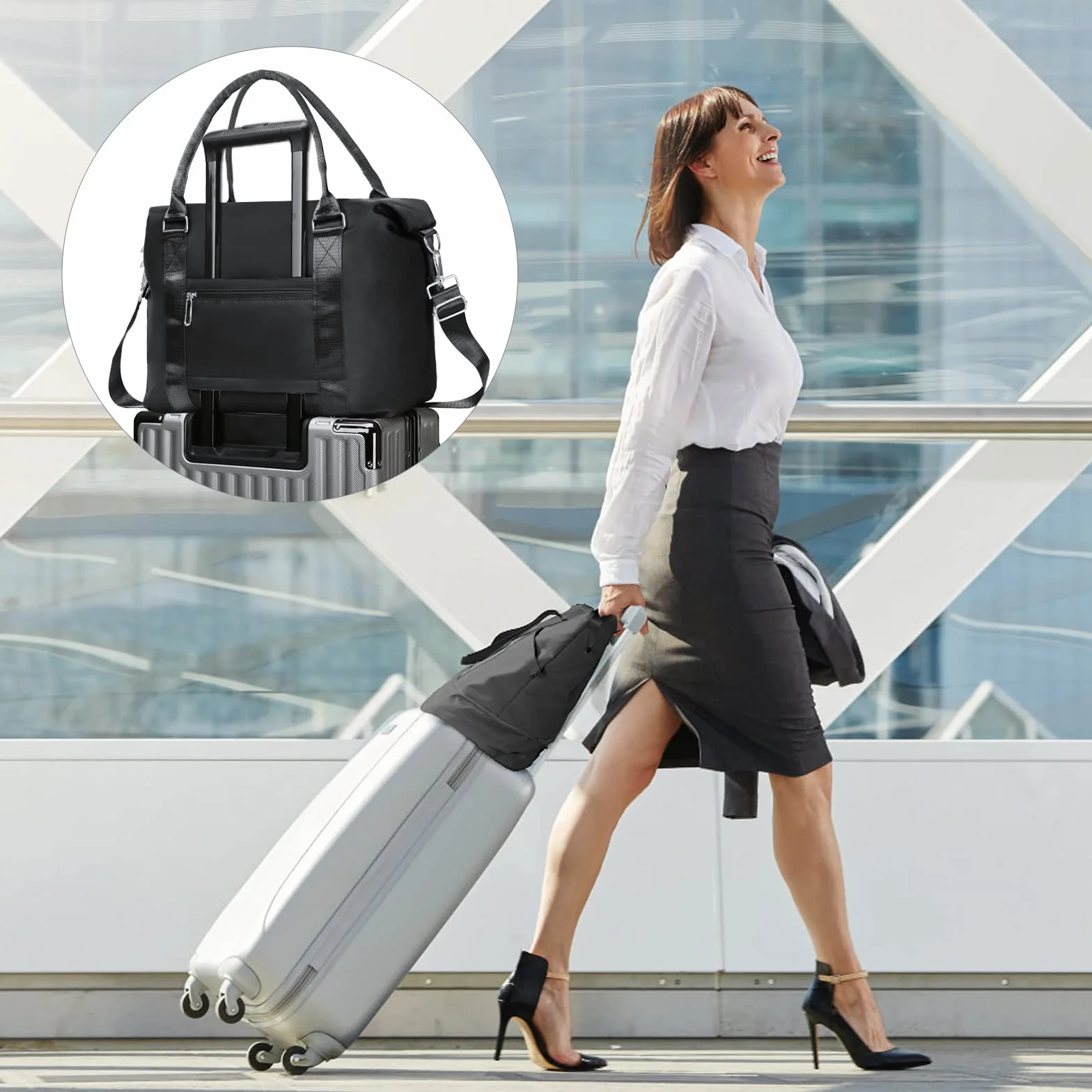 Flintronic Składana torba podróżna o dużej pojemności, lekka wodoodporna torba podróżna na weekend, torba sportowa z komorą na suche i mokre rzeczy 25 l / 36 l, regulowana (z 1 metką bagażową)