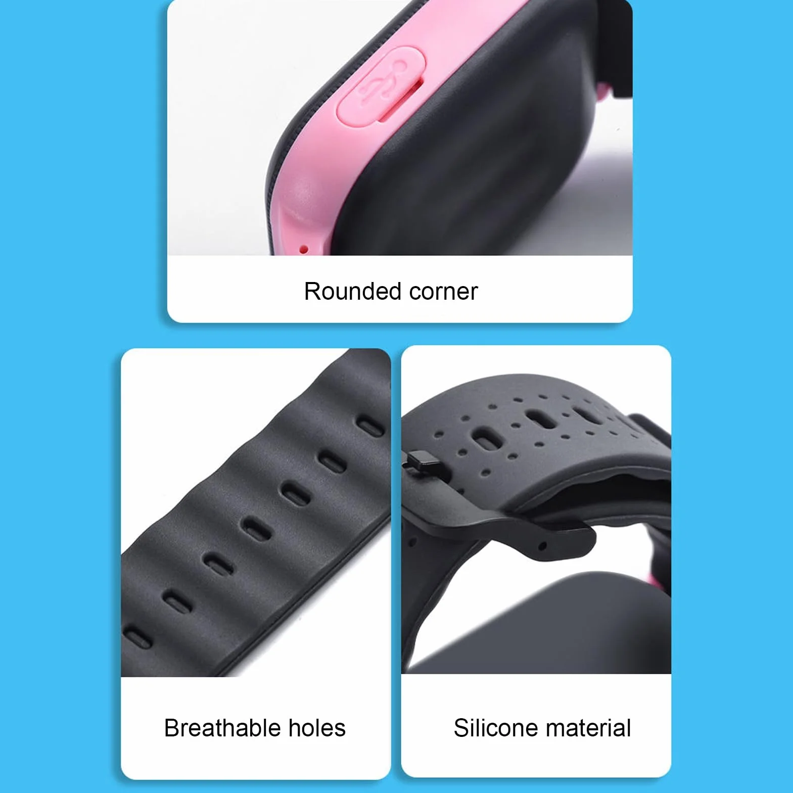 Dilwe Smartwatch dziecięcy z połączeniami wideo, kamerą i latarką, do użytku na zewnątrz (różowy)