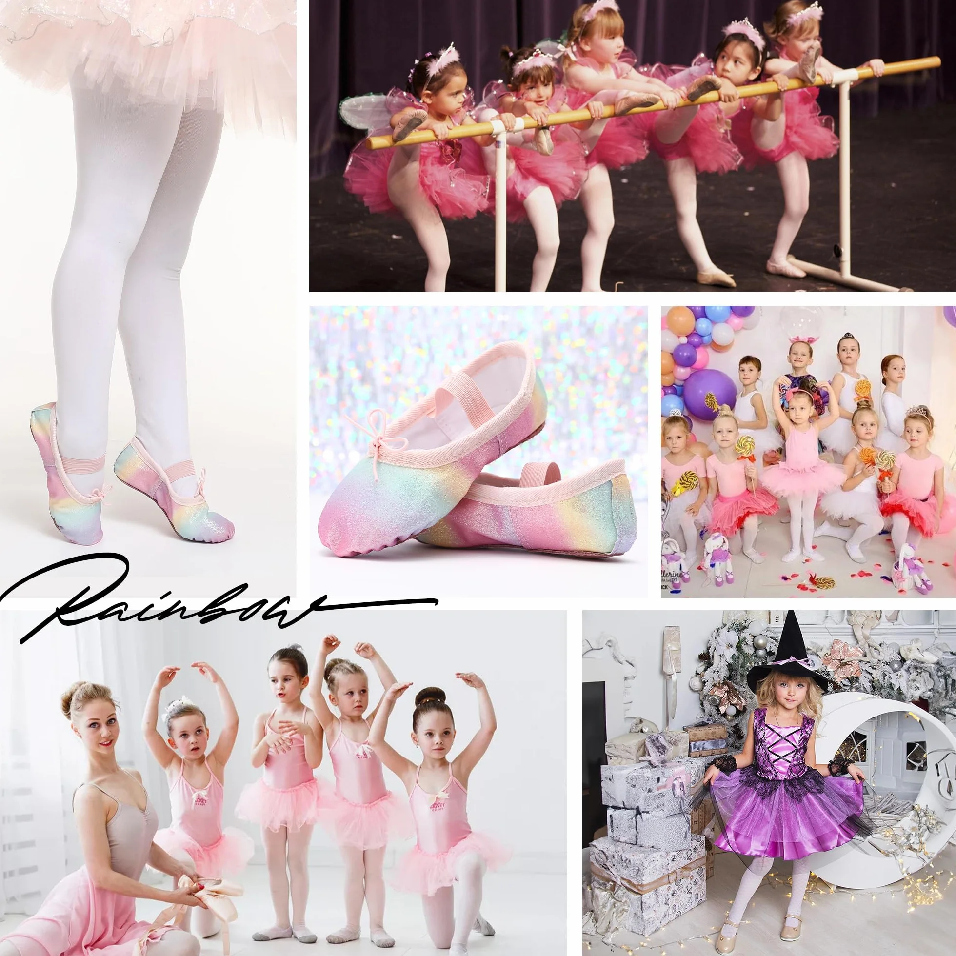 Buty baletowe dla dziewcząt, brokatowe, balet, buty do tańca, skórzane, na całą podeszwę, balet, do tańca, płaskie buty dla dzieci, maluchów, występów tanecznych, przebranie