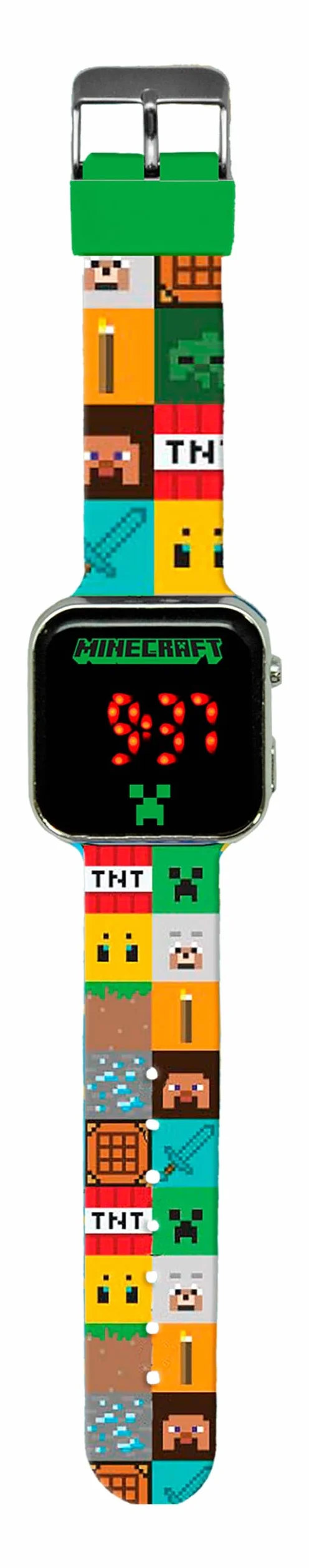 Kids Licensing Min4272 Automatyczny zegarek cyfrowy dla dzieci Unisex z plastikowym paskiem, Minecraft
