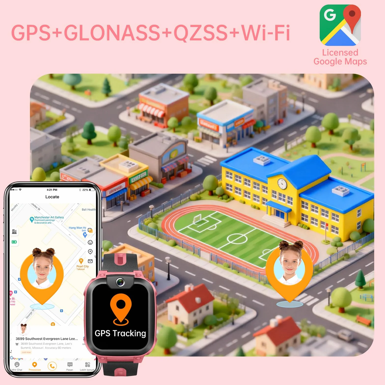 imoo Watch Phone Z1, Smartwatch dla dzieci z GPS z kartą SIM, Smartwatch dla dzieci z długotrwałym połączeniem wideo i telefonicznym, Wodoodporność IPX8 (Różowy)