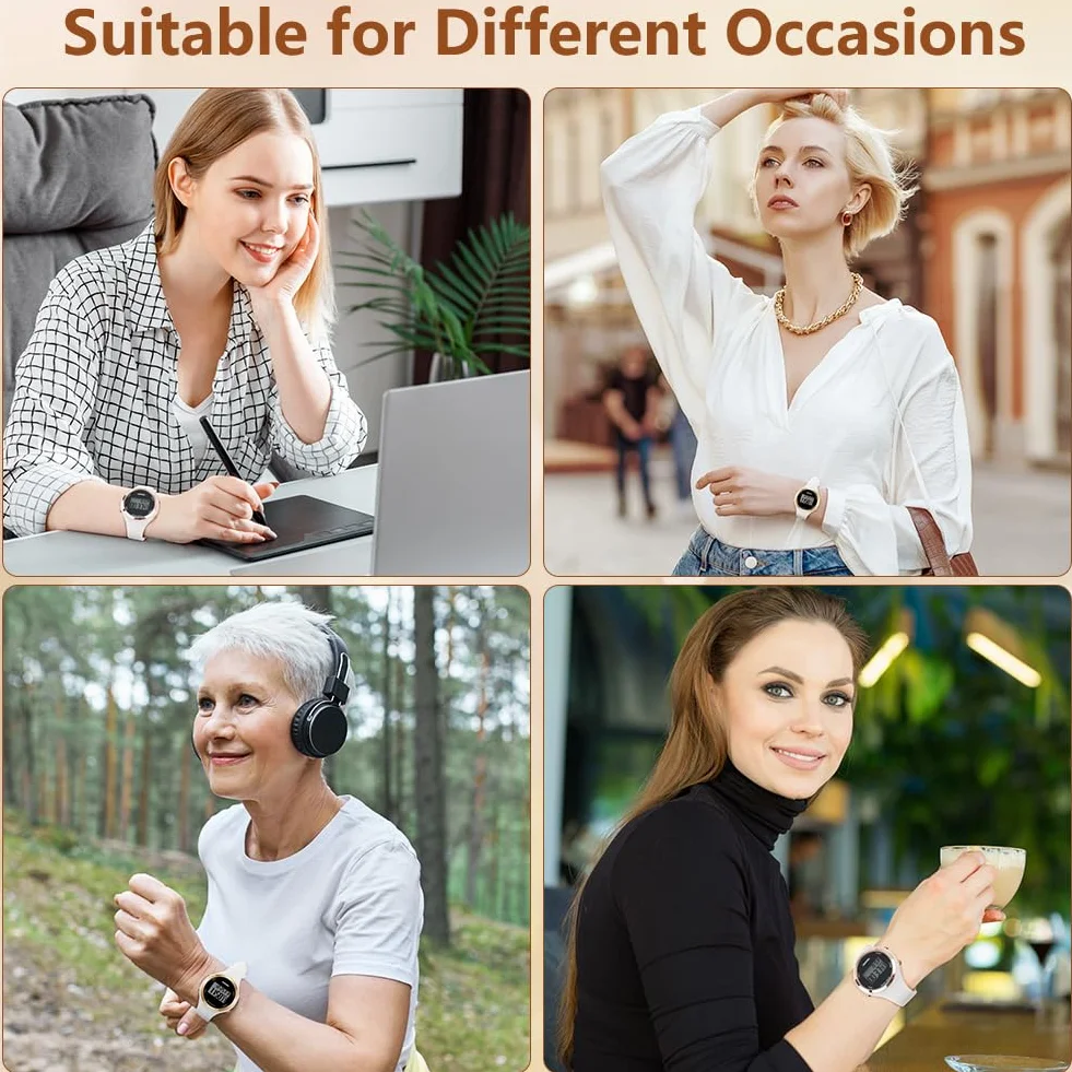 OFFCUP Zegarek damski, cyfrowy zegarek damski z silikonową bransoletką, zegarek na rękę z budzikiem, stoperem, światło LED, data, sportowy, elegancki, szeroki kąt, do noszenia na co dzień