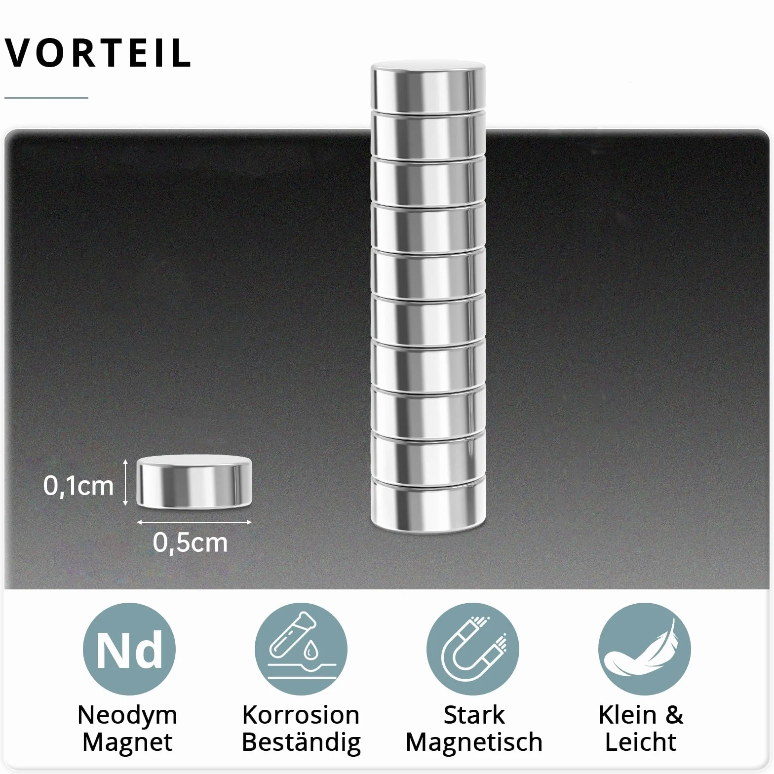 KOBOKO 80 Sztuk Magnesów Neodymowych 5 × 1 mm - Małe, Mocne Magnesy do Majsterkowania, Tablic Suchościeralnych i Magnetycznych