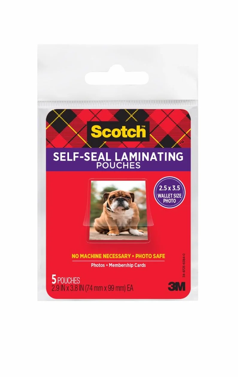 Scotch Self-Sealing Laminating Pouches 5/Pkg-2"X3"