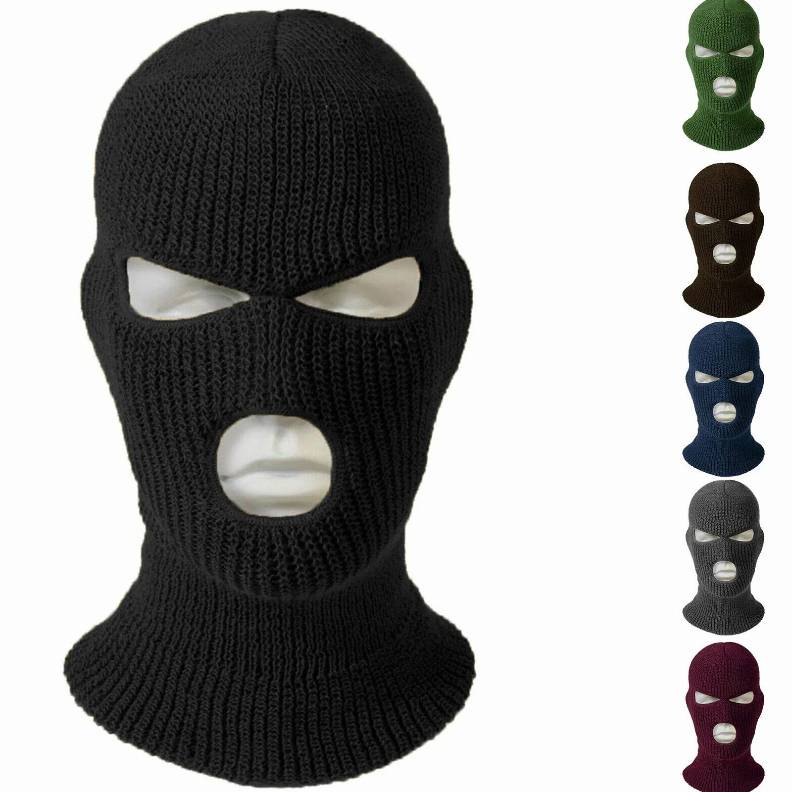 Kominiarka Balaclava z 3 otworami, zimowa, wiatroszczelna, ciepła, z dzianiny, dla mężczyzn i kobiet