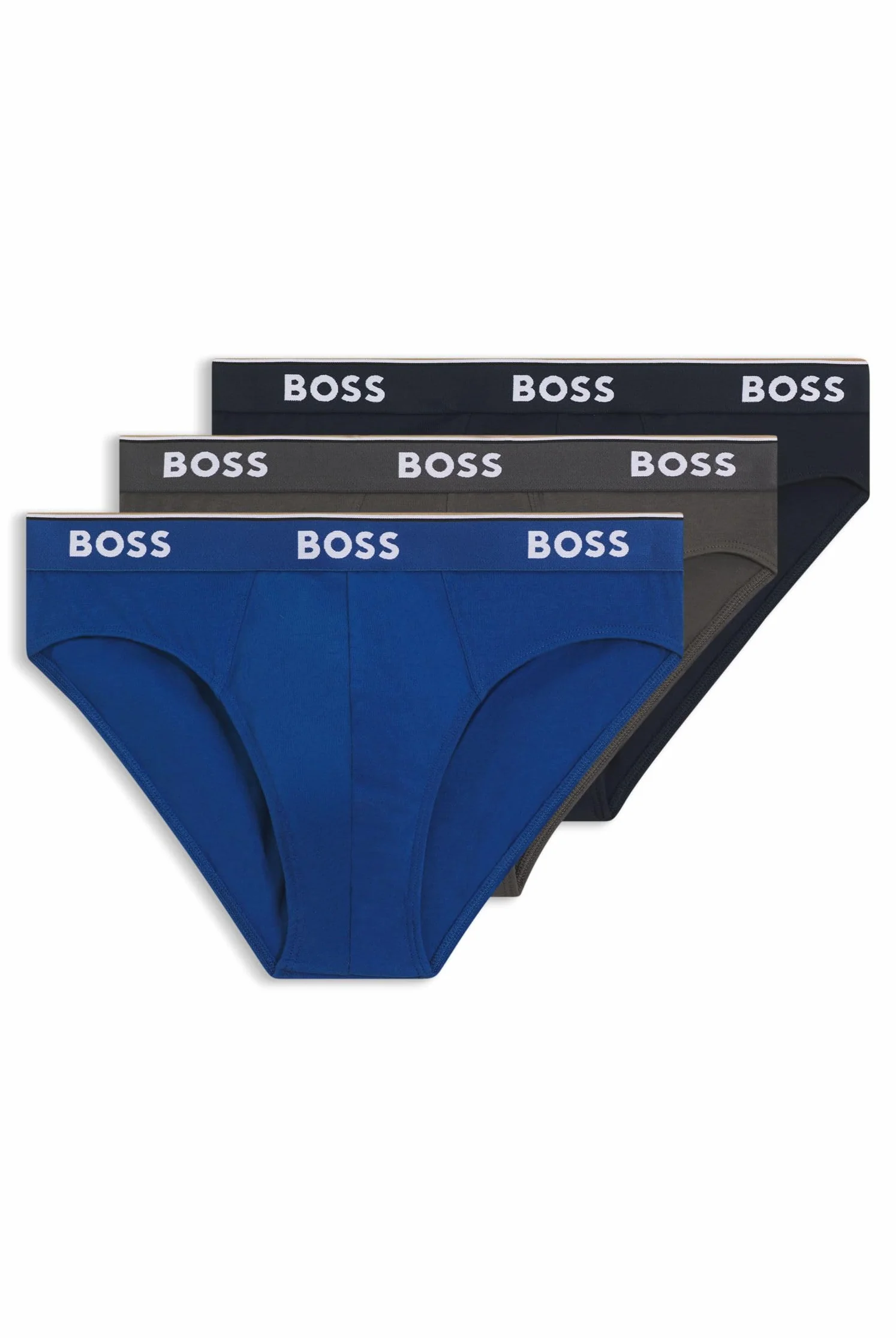BOSS Męskie majtki Power Slips Briefs Cotton Stretch 3-pak, New - Open Blue487, M