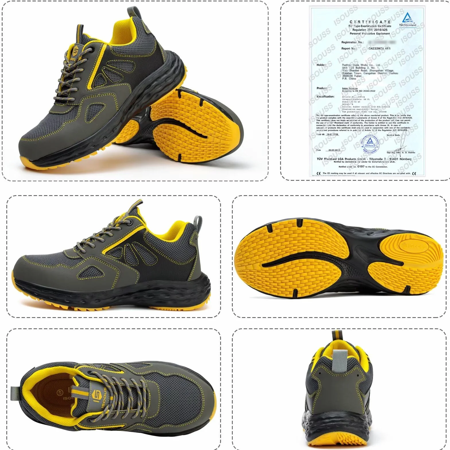 Buty Ochronne Męskie Obuwie Robocze Damskie Plastikowym Noskiem Obuwie Ochronne Lekkie Antypoślizgowe Oddychające Sportowe Czarny Czerwony EU 45
