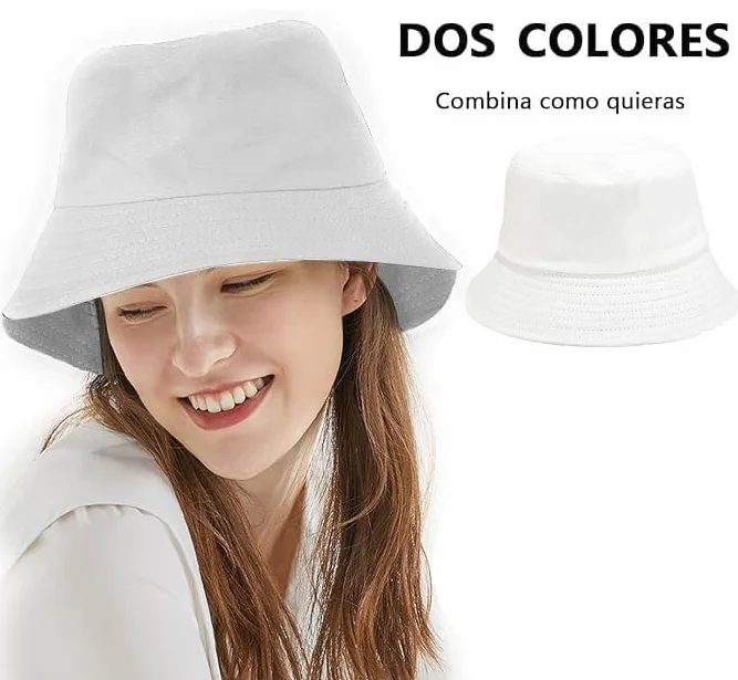 Voarge Kapelusze rybackie, Składany Bucket Hat, Składany Uśmiechający się kapelusze dla mężczyzn kobiet wędkarstwo Unisex Outdoor Beach Cap 56-58cm, Biały, 56-58