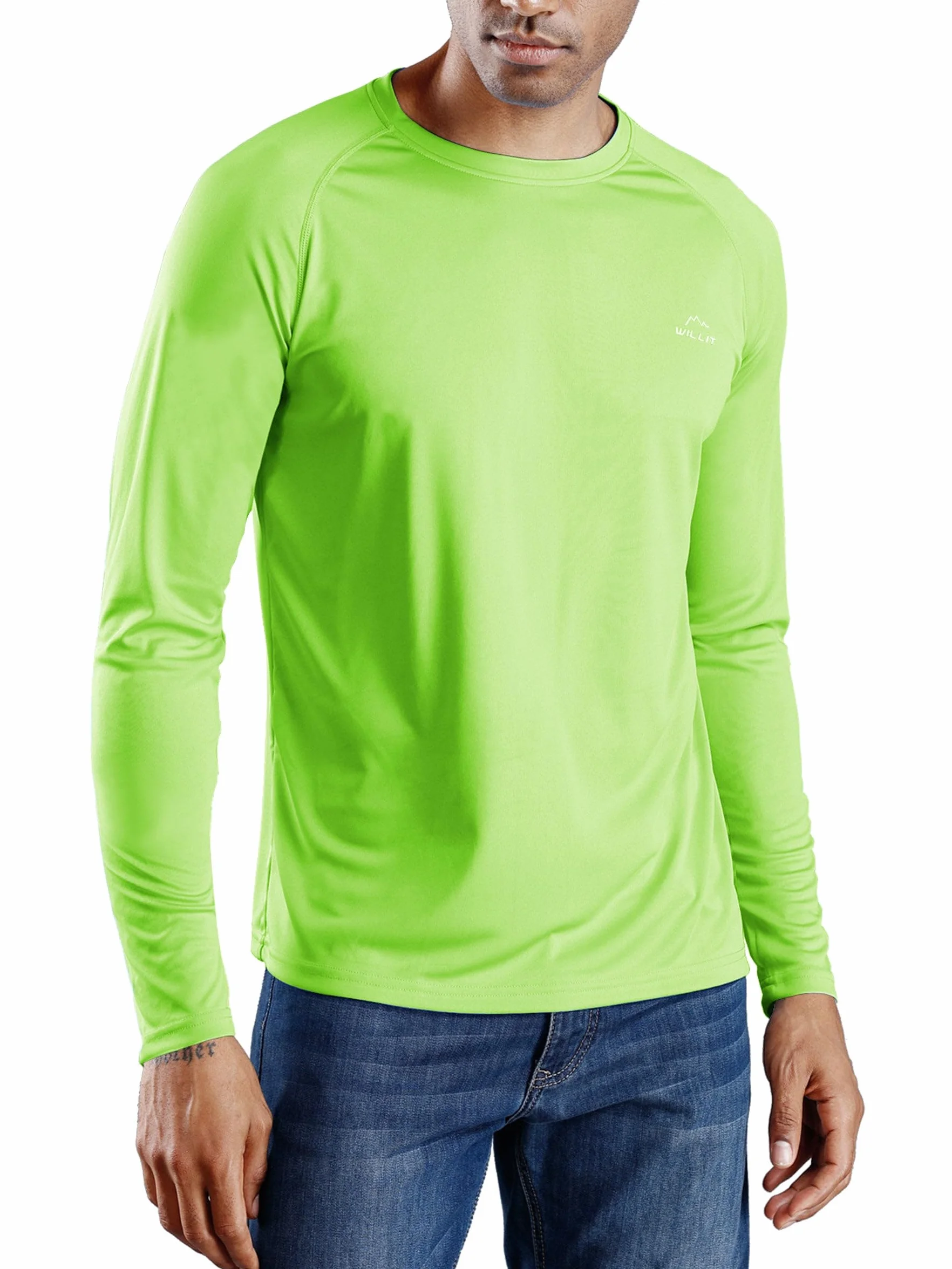 WILLIT Męska koszulka do pływania Rashguard, UPF 50+, z długim rękawem, ochrona przed słońcem, SPF, wędrówki, wędkowanie, oddychająca