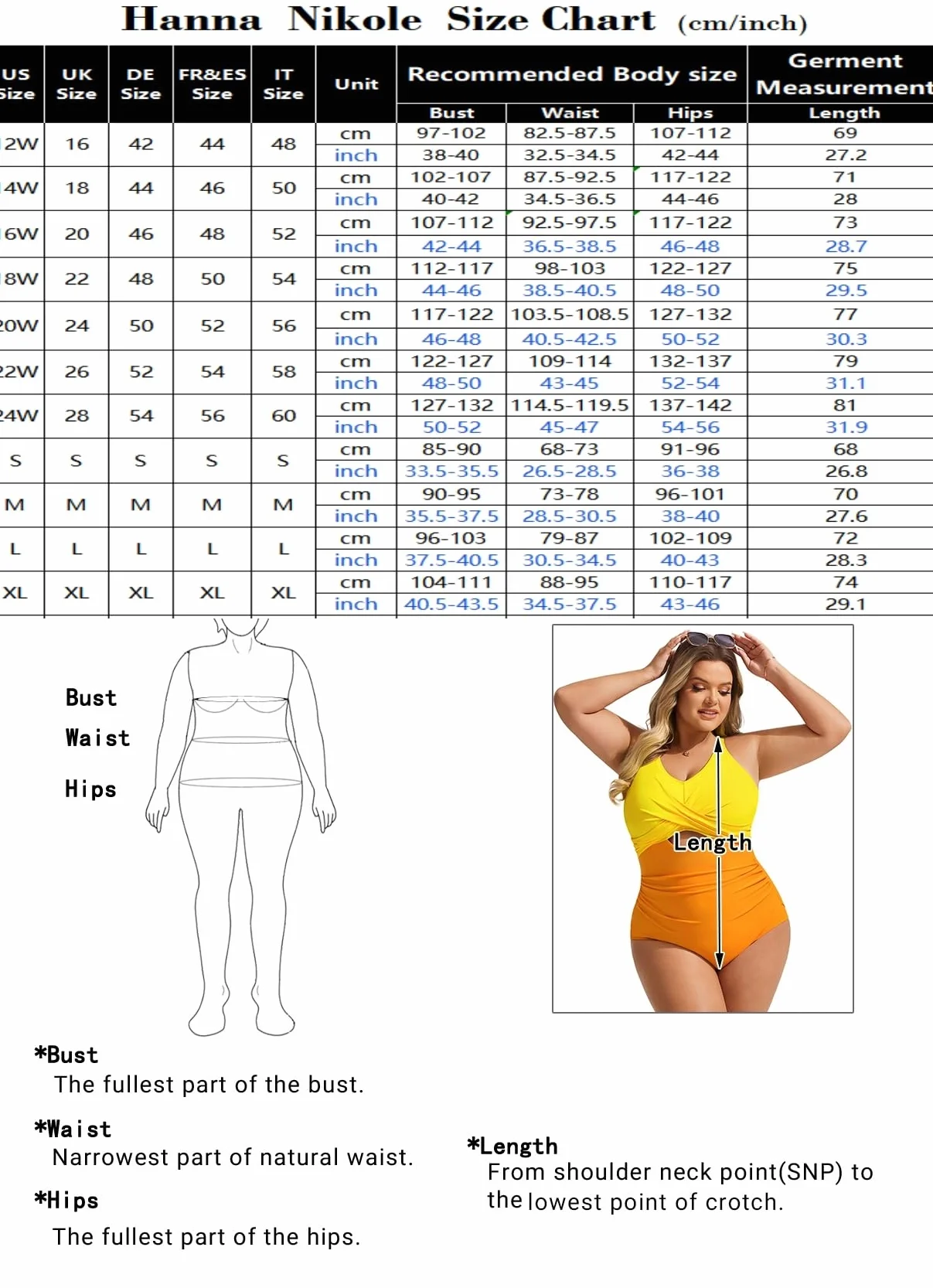 Hanna Nikole Damski kostium kąpielowy, duże rozmiary, wyszczuplający brzuch, jednoczęściowy, moda plażowa, dekolt w serek, monokini, kostium kąpielowy dla kobiet