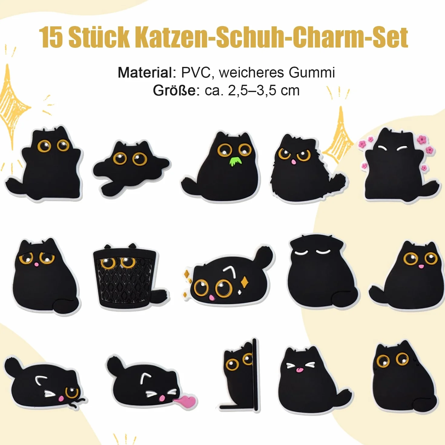 Onperpoe 15 sztuk ozdoby do butów w kształcie czarnych kotów dla chodaków DIY wtyczki do butów zawieszki do butów dekoracja butów przypinki Shoe Charm dla dorosłych kobiet dzieci dziewcząt