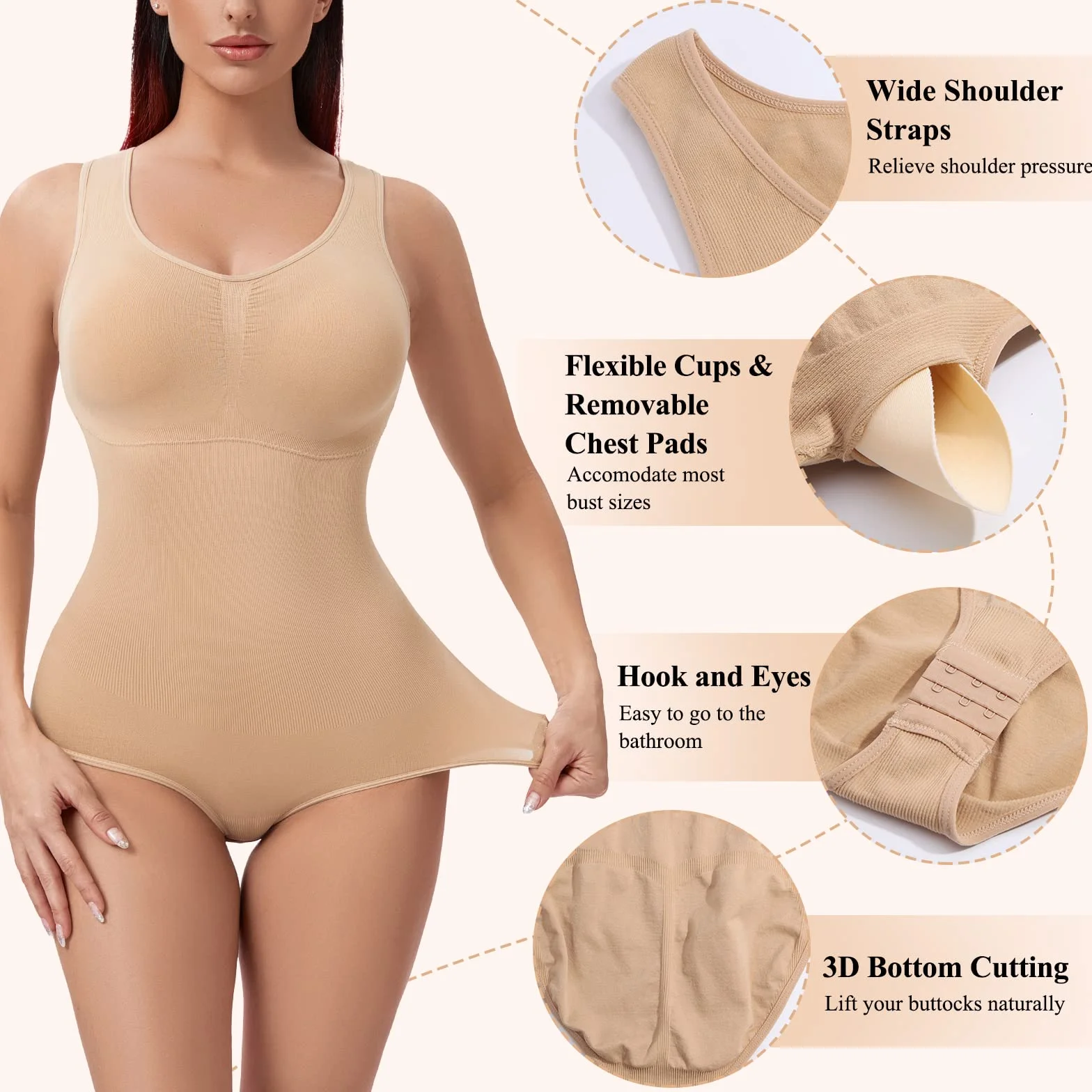 Joyshaper damskie body rzeźbione z biustonoszem modelującym wycięcie brzucha niewidoczne body body kombinezon odchudzający