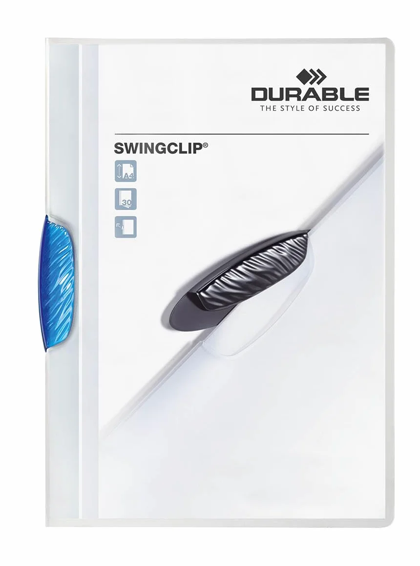 Durable 228400 Skoroszyt zaciskowy Swingclip, opak. 5 sztuk, w różnych kolorach.