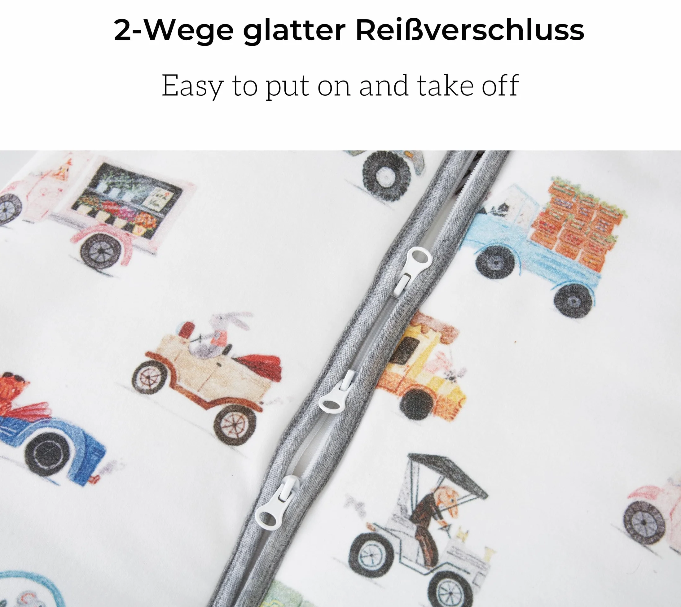 Chilsuessy Śpiwór Niemowlęcy z Nogawkami, 2,5 Tog, Zimowy, Uniseks, Całoroczny, Dla Dzieci, Kolorowe Samochody, 90 cm, Wzrost Dziecka 95-105 cm