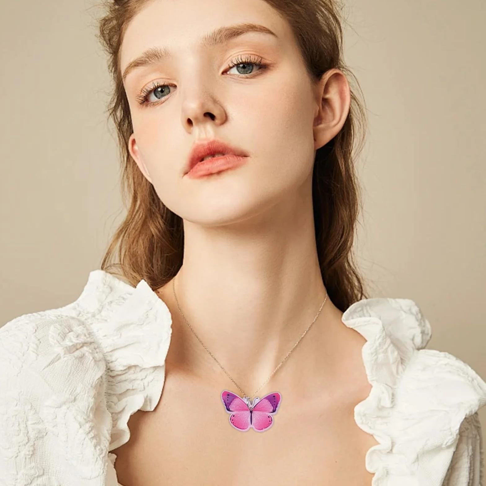 MIGIFTDY 24 szt. akrylowe ozdoby motylkowe urocze akrylowe kolczyki i naszyjnik zestaw morpho motyl zestawy biżuterii dla kobiet dziewcząt amulet motyl prezenty, Akryl