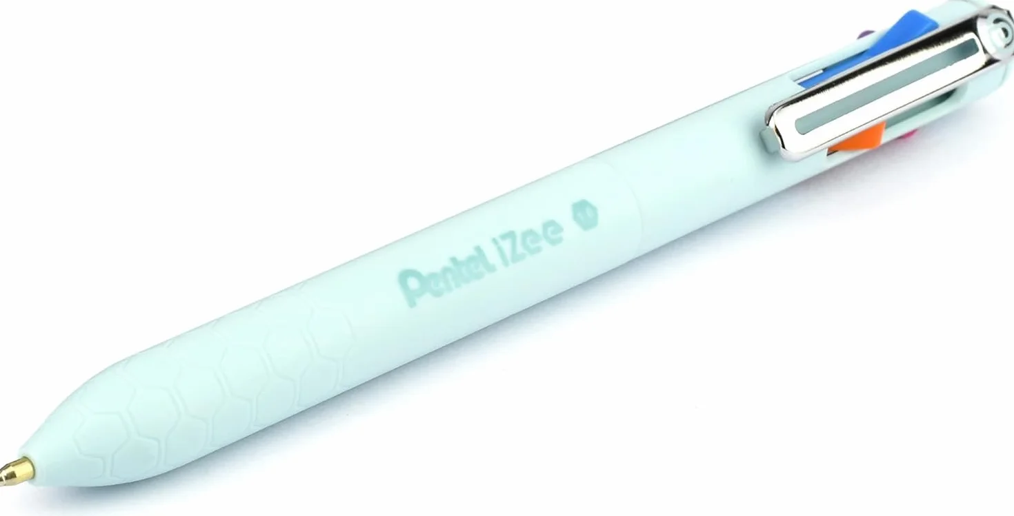 Pentel BXC470-LC 4-kolorowy długopis iZee, wybór kolorów (pomarańczowy/jasnoniebieski/różowy/fioletowy) za pomocą bocznych przycisków, grubość kreski 0,5 mm, do wielokrotnego napełniania, 1 sztuka