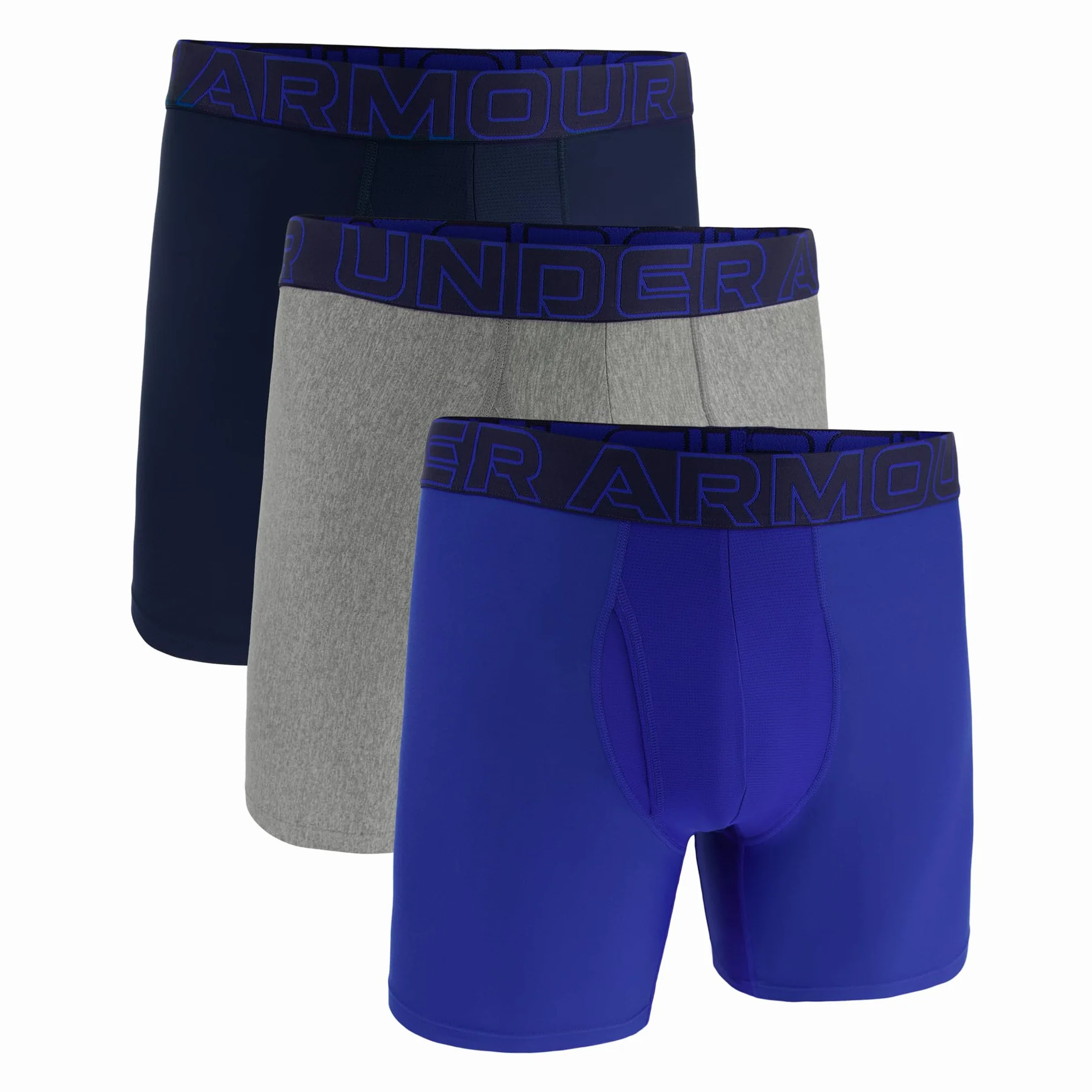 Under Armour Męskie bokserki Performance Tech 15,24 cm, 3-pak solidnych bokserek, Royal/Steal Heather/Midnight Navy, XL, Royal/Steal Heather/Midnight Navy, XL