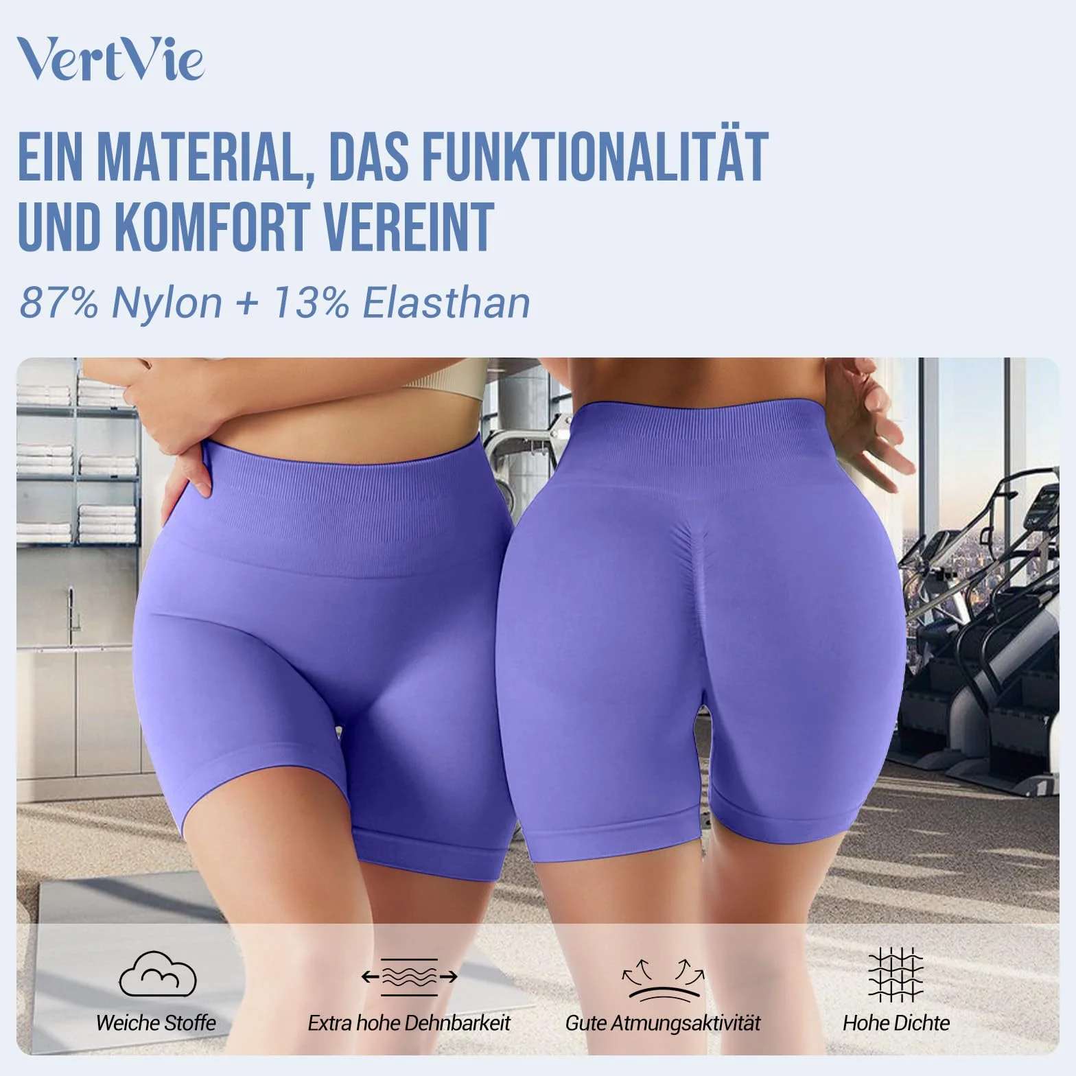 Vertvie Damskie spodenki gimnastyczne Booty Scrunch High Wasit Sport Shorts bezszwowe spodnie sportowe krótkie legginsy treningowe szorty push up spodenki rowerowe fitness bieganie