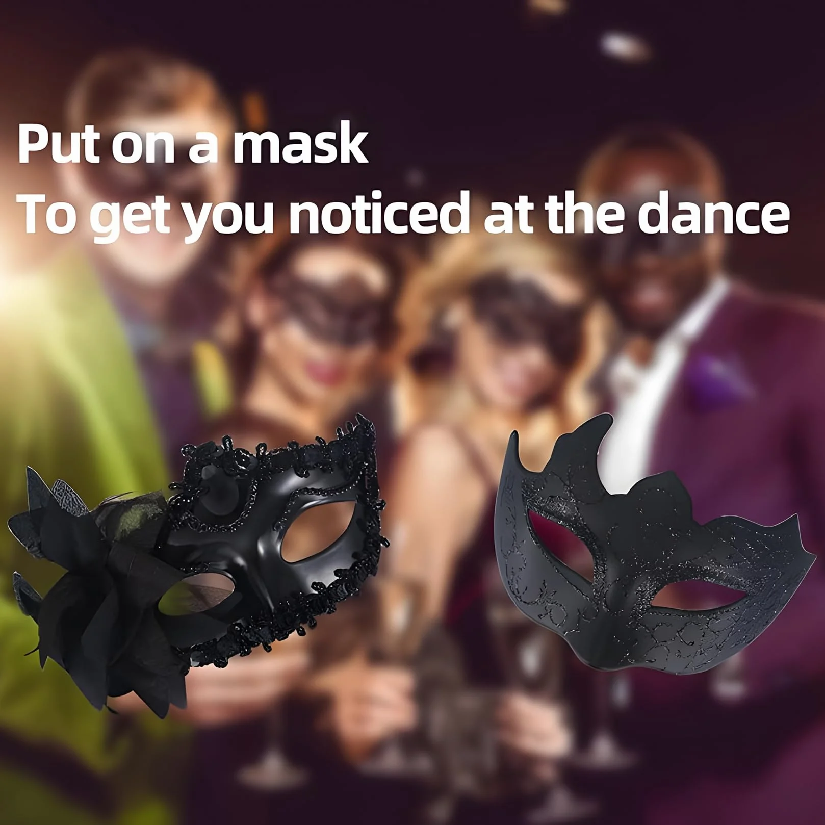 2 Szt Maski Kostiumów, Czarne Weneckie Maseczki Koronkowe, Kuszące maski na Bal Masek, Dla Mężczyzn i Kobiet na Maskarady i Costume Party