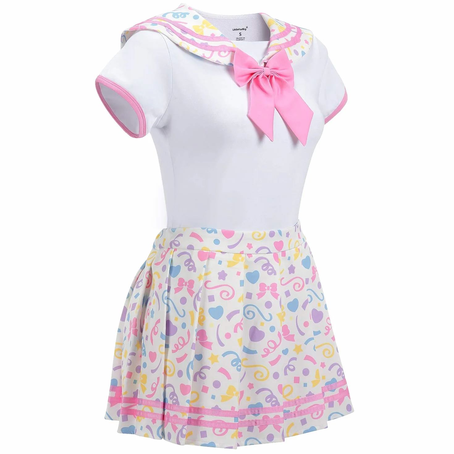 LittleForBig Bawełniany Romper Onesie Piżama Bodysuit - Klasyczny japoński komplet spódniczki Onesie dla dziewczynek w wieku szkolnym Kolor M