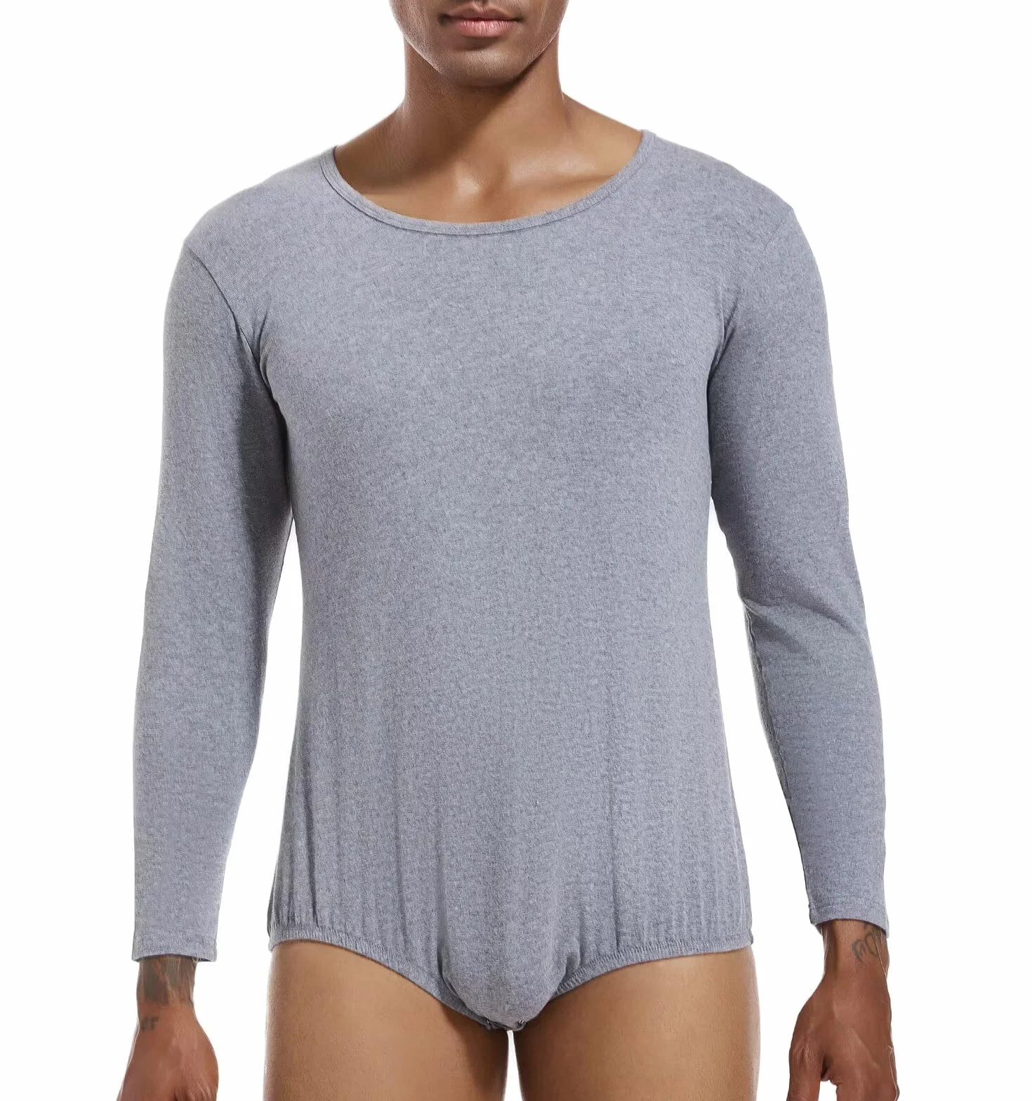 Landofgenie Mężczyźni Długi Rękaw Romper Pyżama Bodysuit One Piece Romper