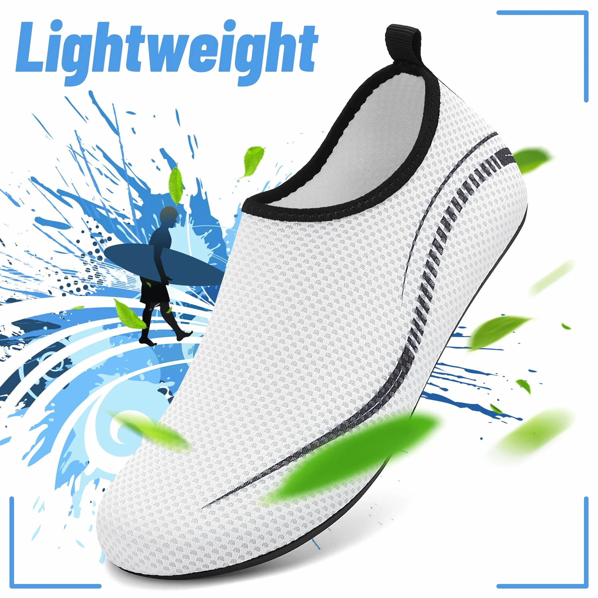 Buty do Wody Water Shoes Buty do SportóW Wodnych Lekkie Buty do PłYwania Buty PlażOwe Buty do Jogi Buty do Surfowania dla Kobiet I MężCzyzn.Biały, 38EU