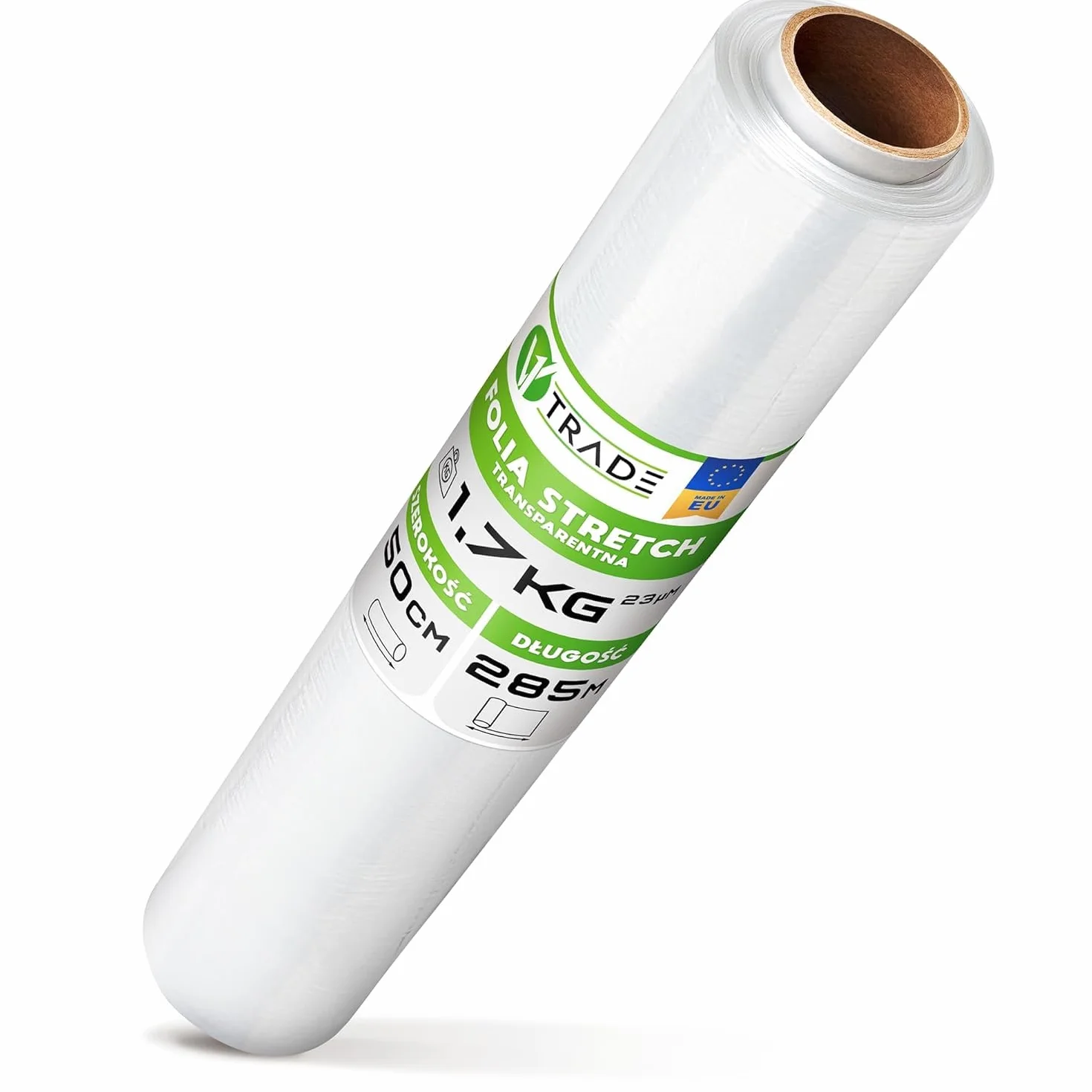 V1 Trade folia stretch do pakowania 285m/50cm – folia typu shrink wrap do mebli i palet – rolka przeprowadzkowa – przezroczysta folia do zabezpieczania – grubość 23 mikrony
