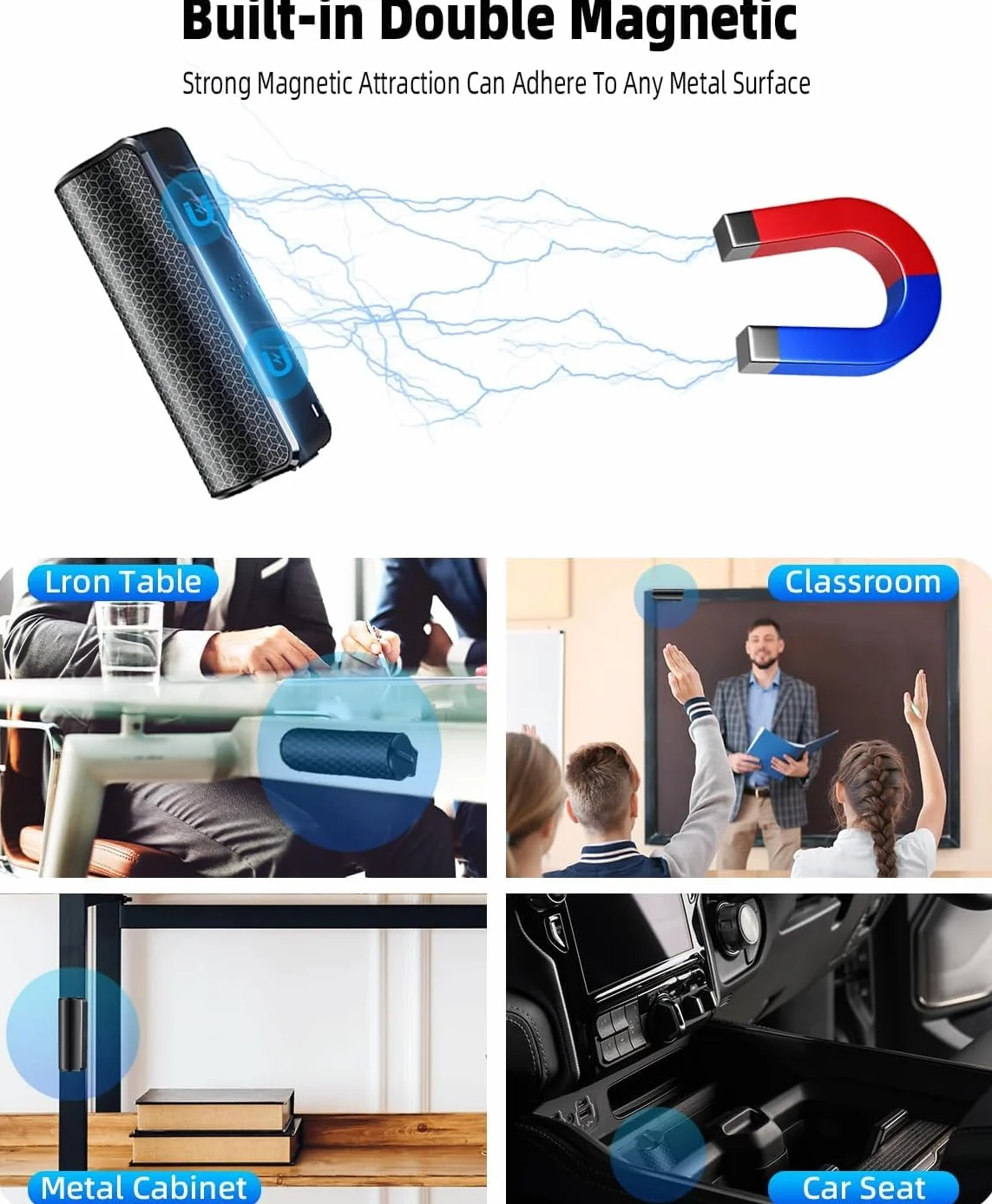 Dyktafon magnetyczny, 128 GB, nagrywarka 30 dni, urządzenie do nagrywania ciągłego nagrywania przez 30 dni, możliwość ponownego ładowania przez USB, nagrywanie jednym dotknięciem, sterowanie głosem