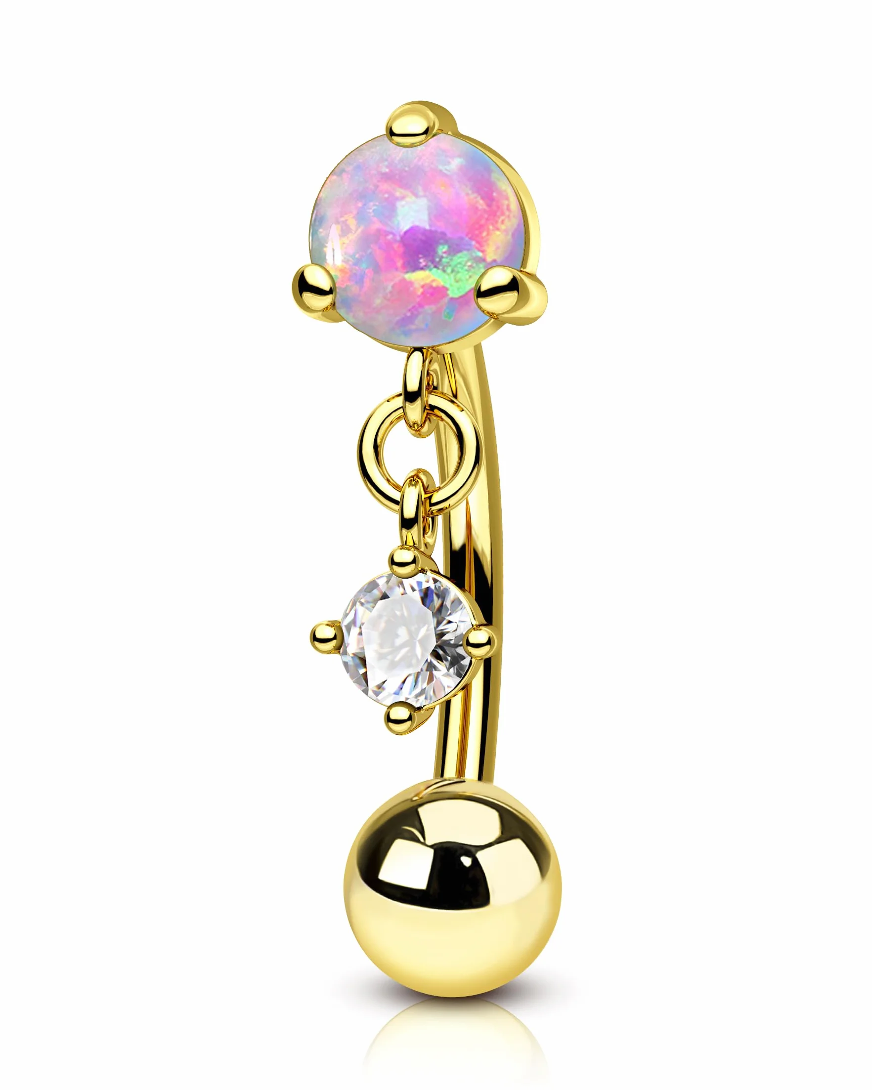 Rook piercing biżuteria opal, złoty kolczyk do brwi, 16 G, gwint wewnętrzny, helix, kolczyk do chrząstki, biżuteria ze stali nierdzewnej 316L, tragus daith zakrzywiony kolczyk do brwi dla